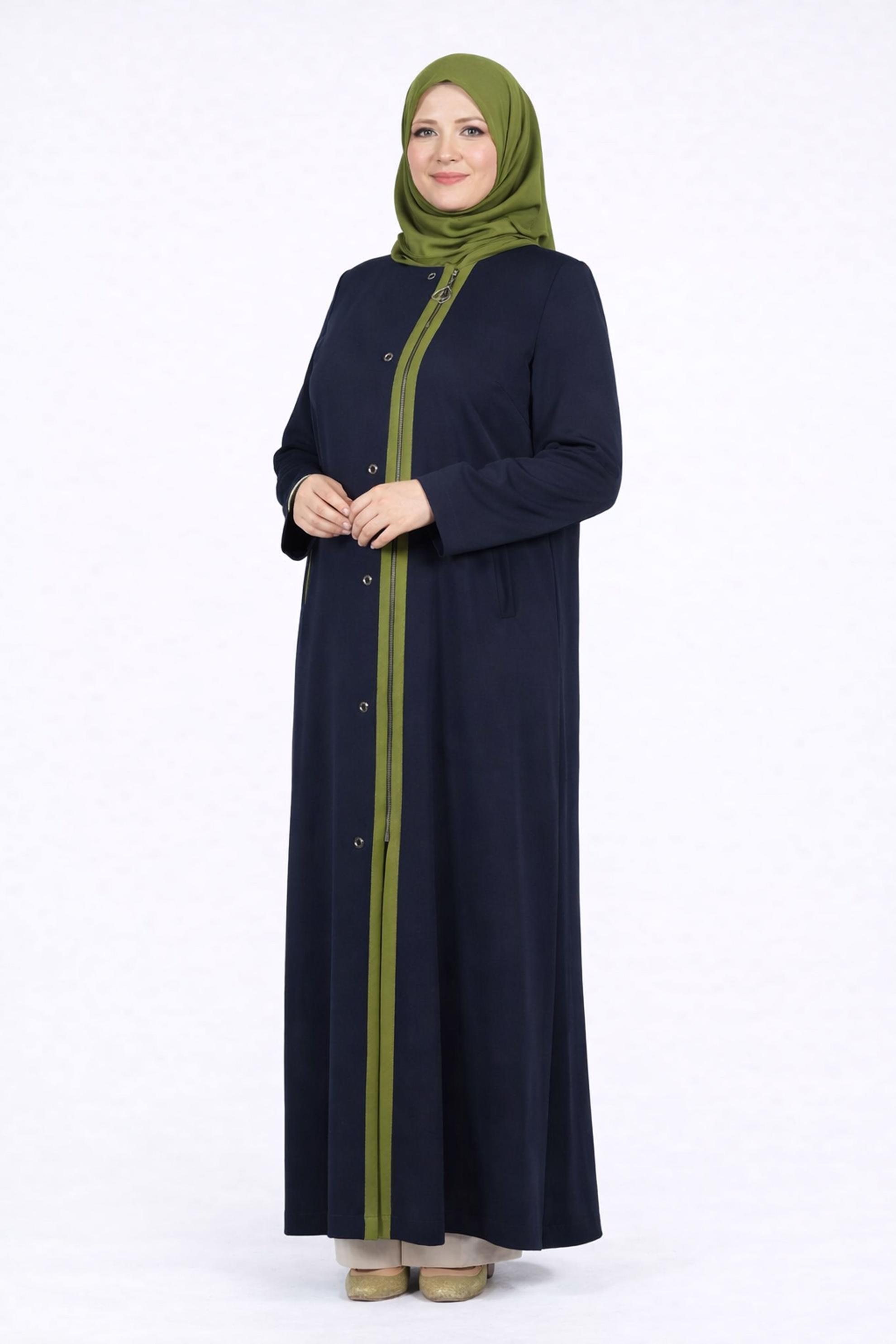 Tesettür giyim LACİVERT FERMUARLI PARDESÜ 1818