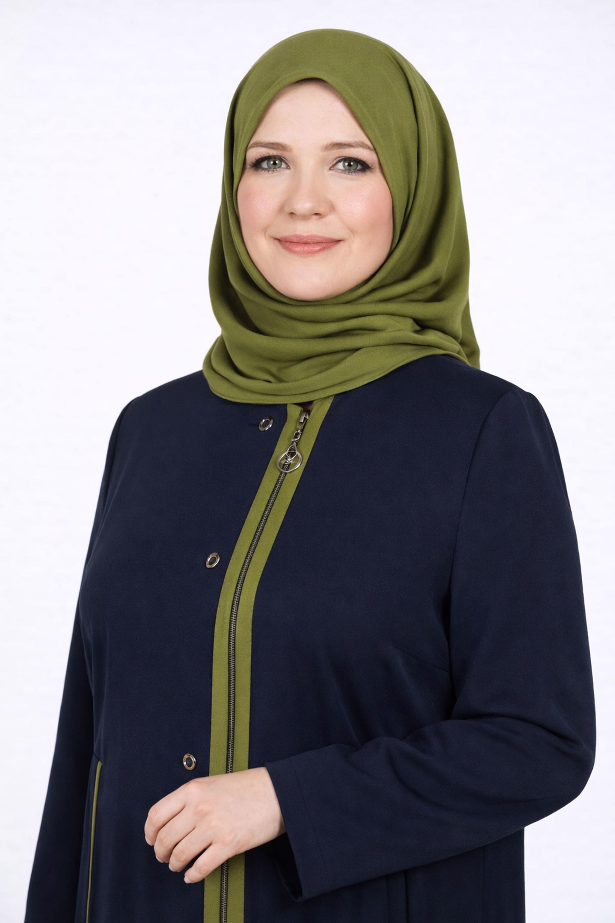 Tesettür giyim LACİVERT FERMUARLI PARDESÜ 1818