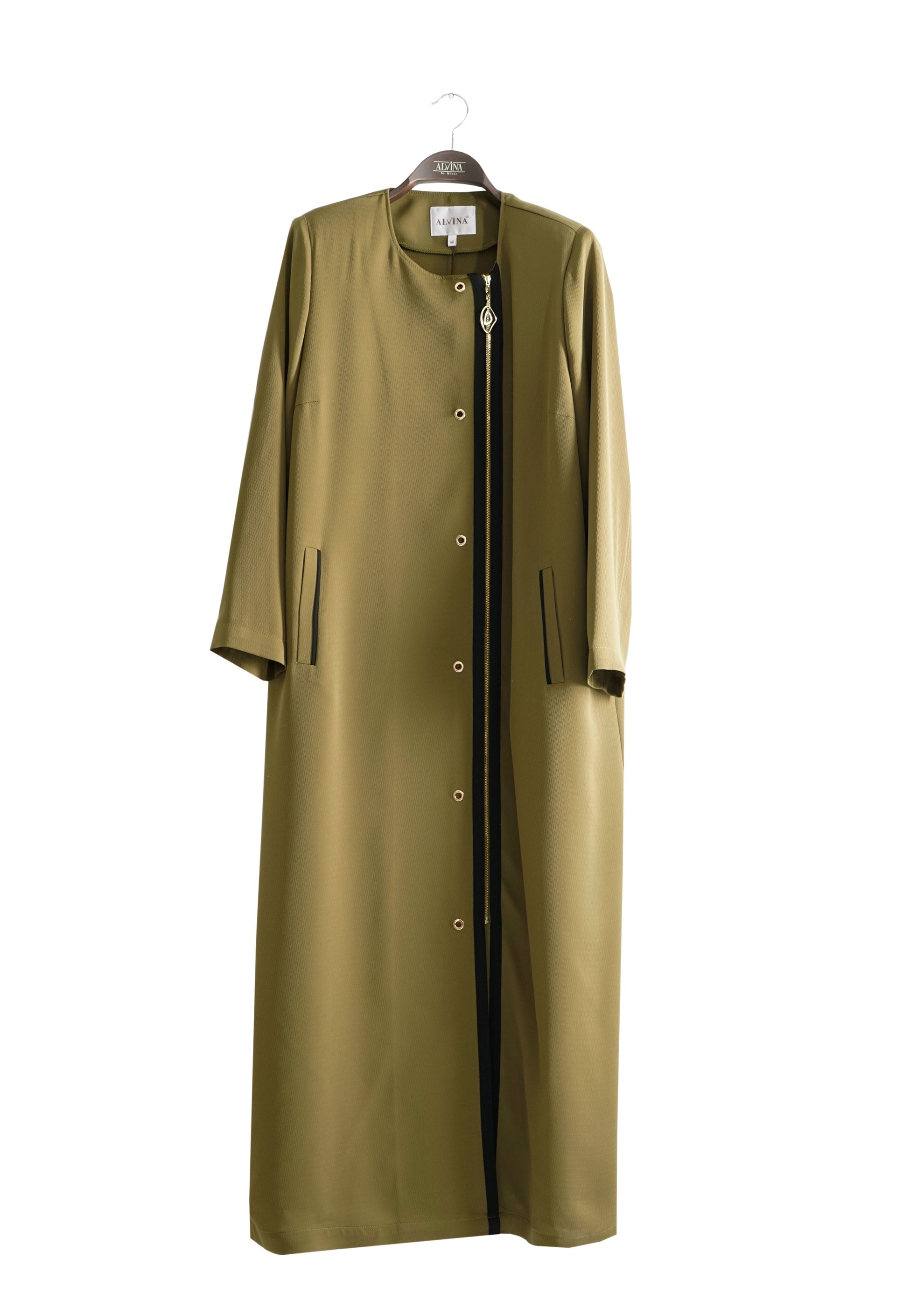 Tesettür giyim YEŞİL FERMUARLI PARDESÜ 1818