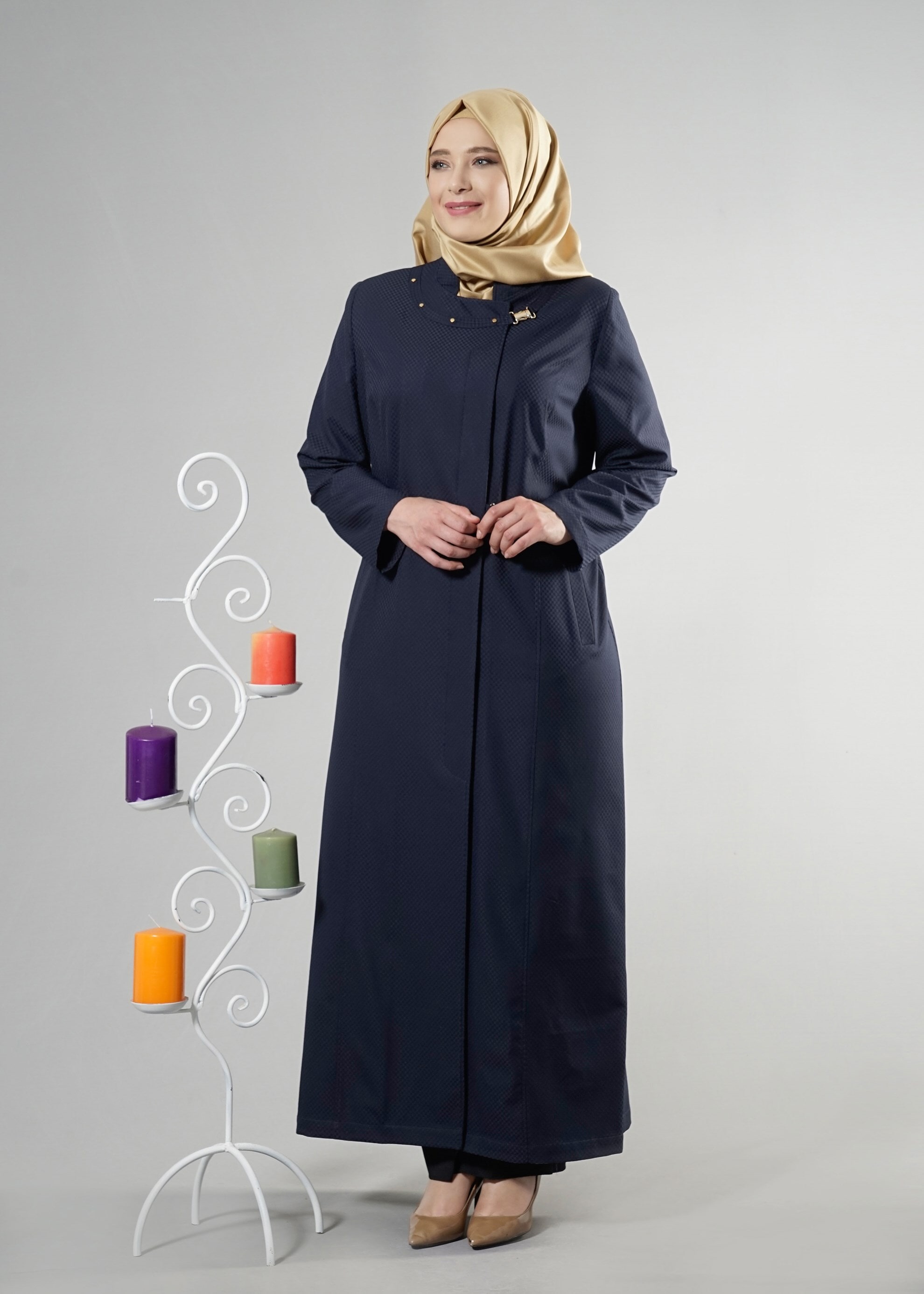 Tesettür giyim LACİVERT 1822 Ilgın Tesettür 43658 Pardesü 44/50 TEK42