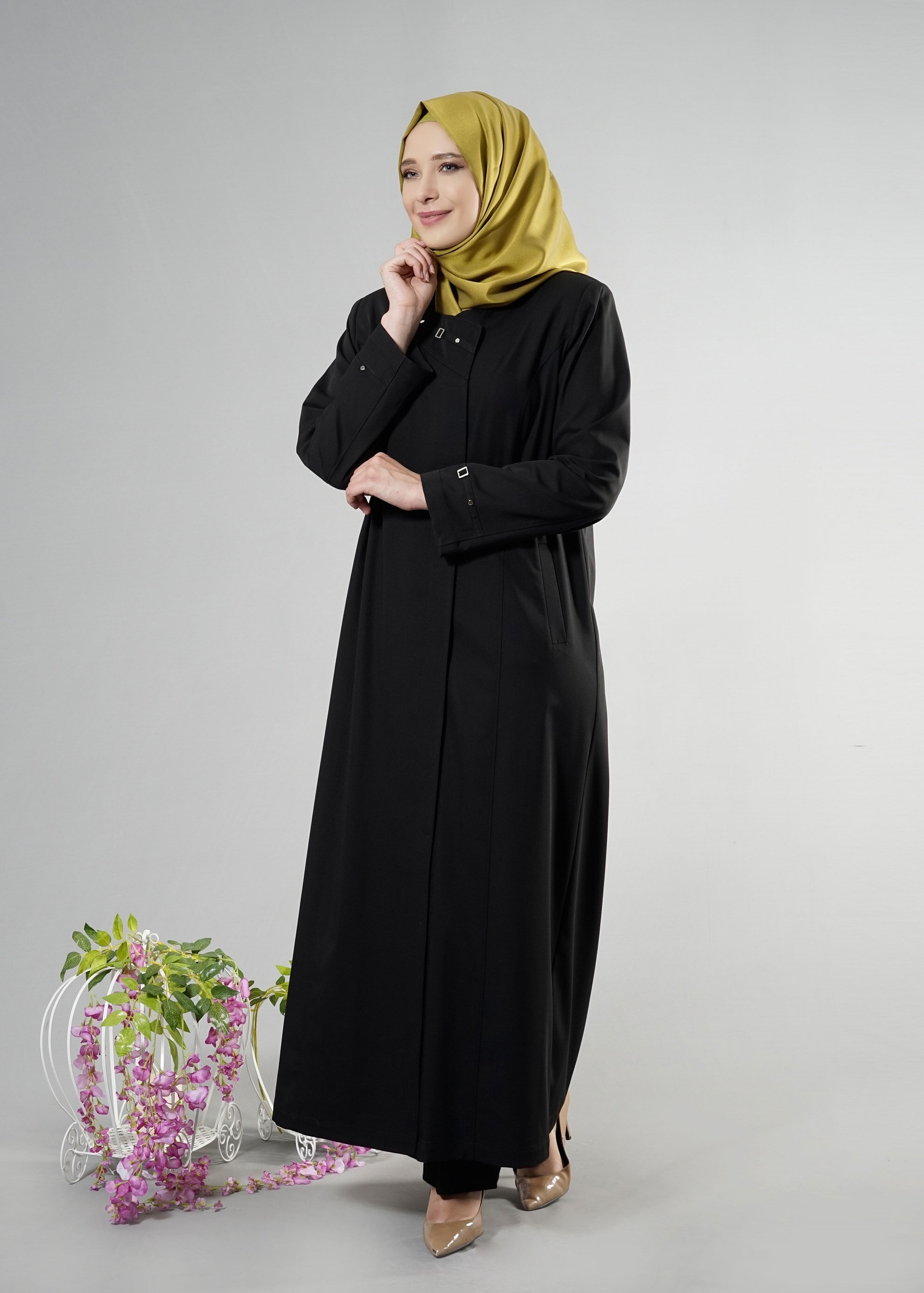 Tesettür giyim SİYAH 1824 Lila Tesettür 43597 Pardesü 46/52 TEK44