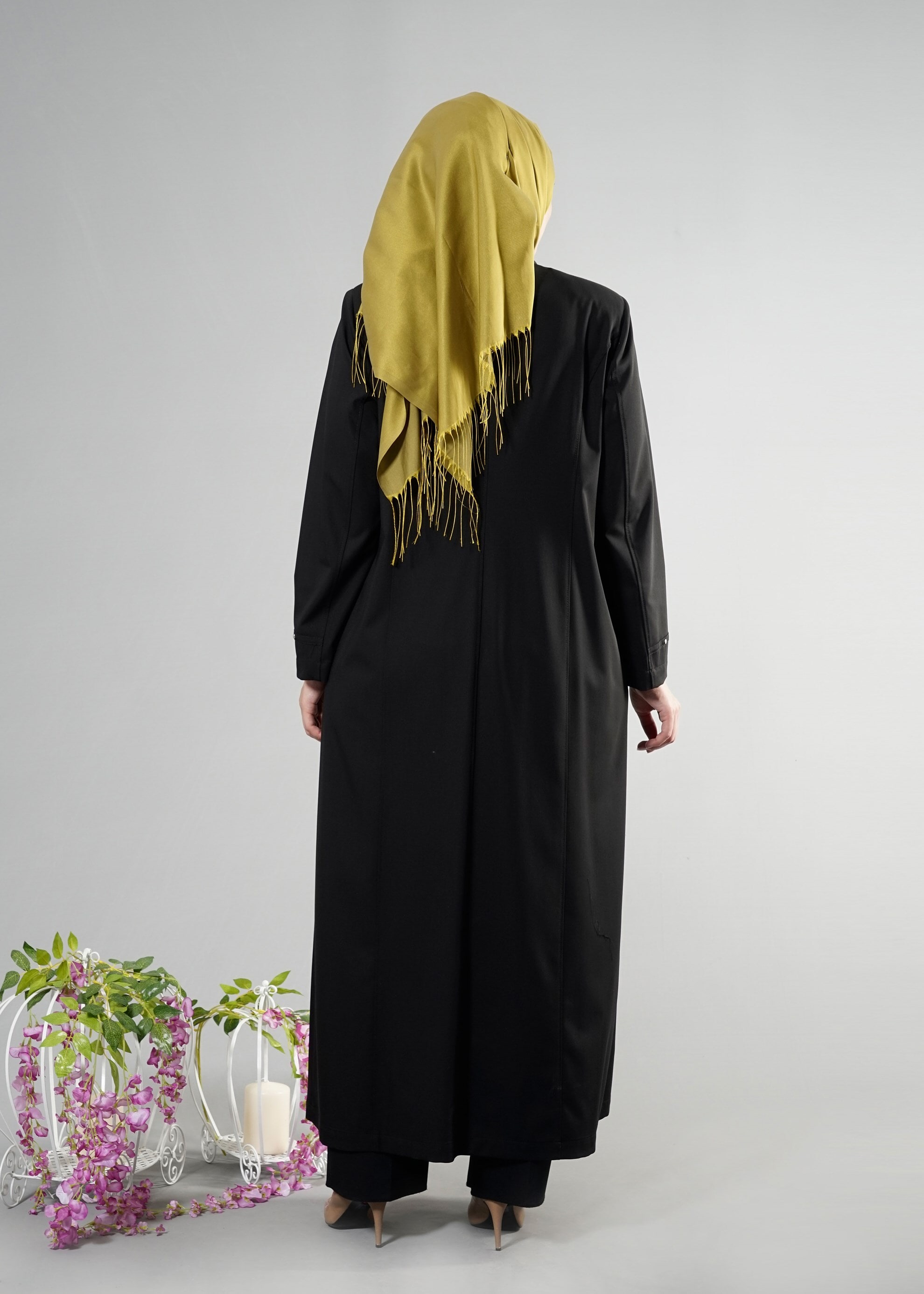 Tesettür giyim SİYAH 1824 Lila Tesettür 43597 Pardesü 46/52 TEK44