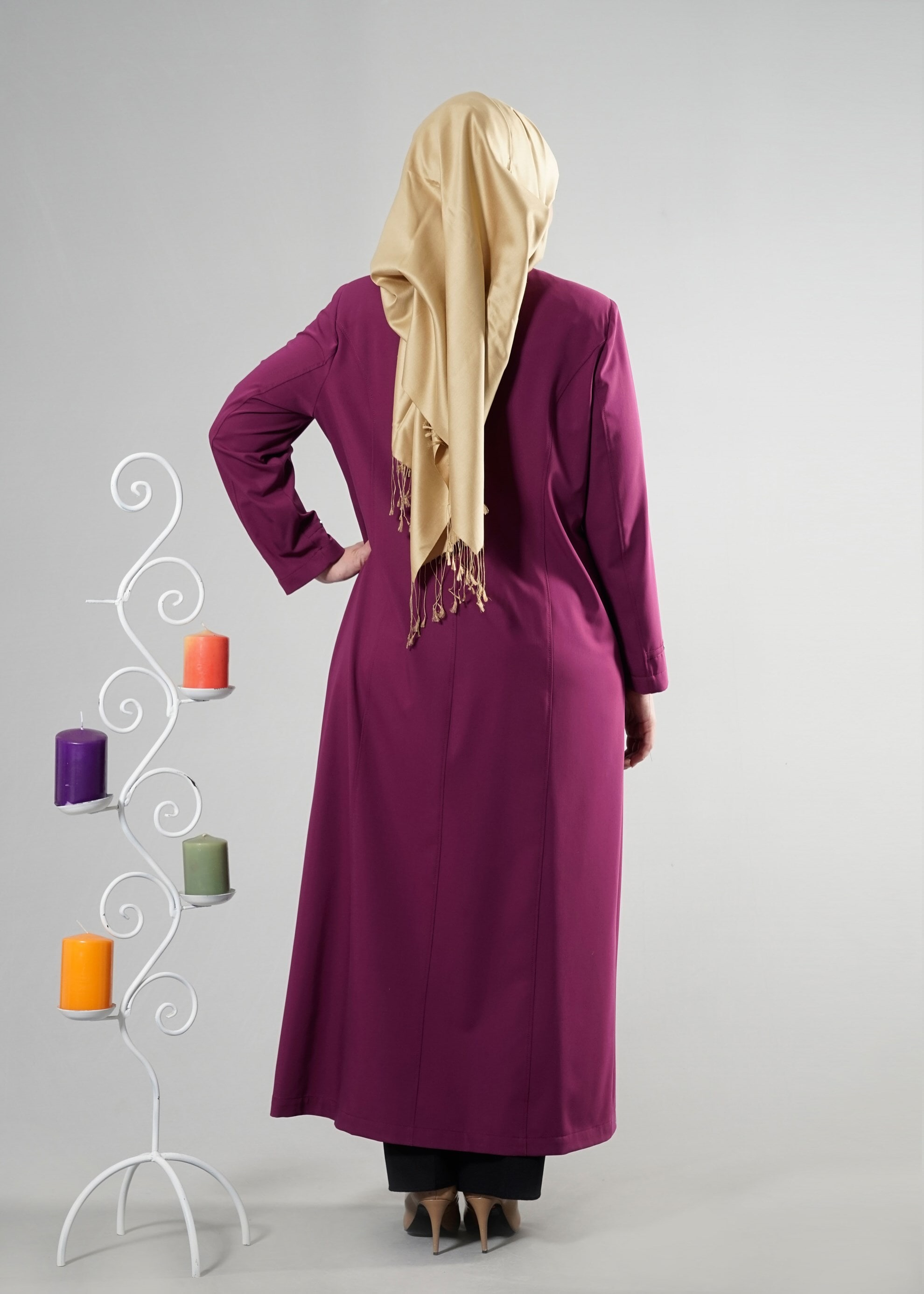 Tesettür giyim MOR 1824 Lila Tesettür 43597 Pardesü 46/52 TEK44