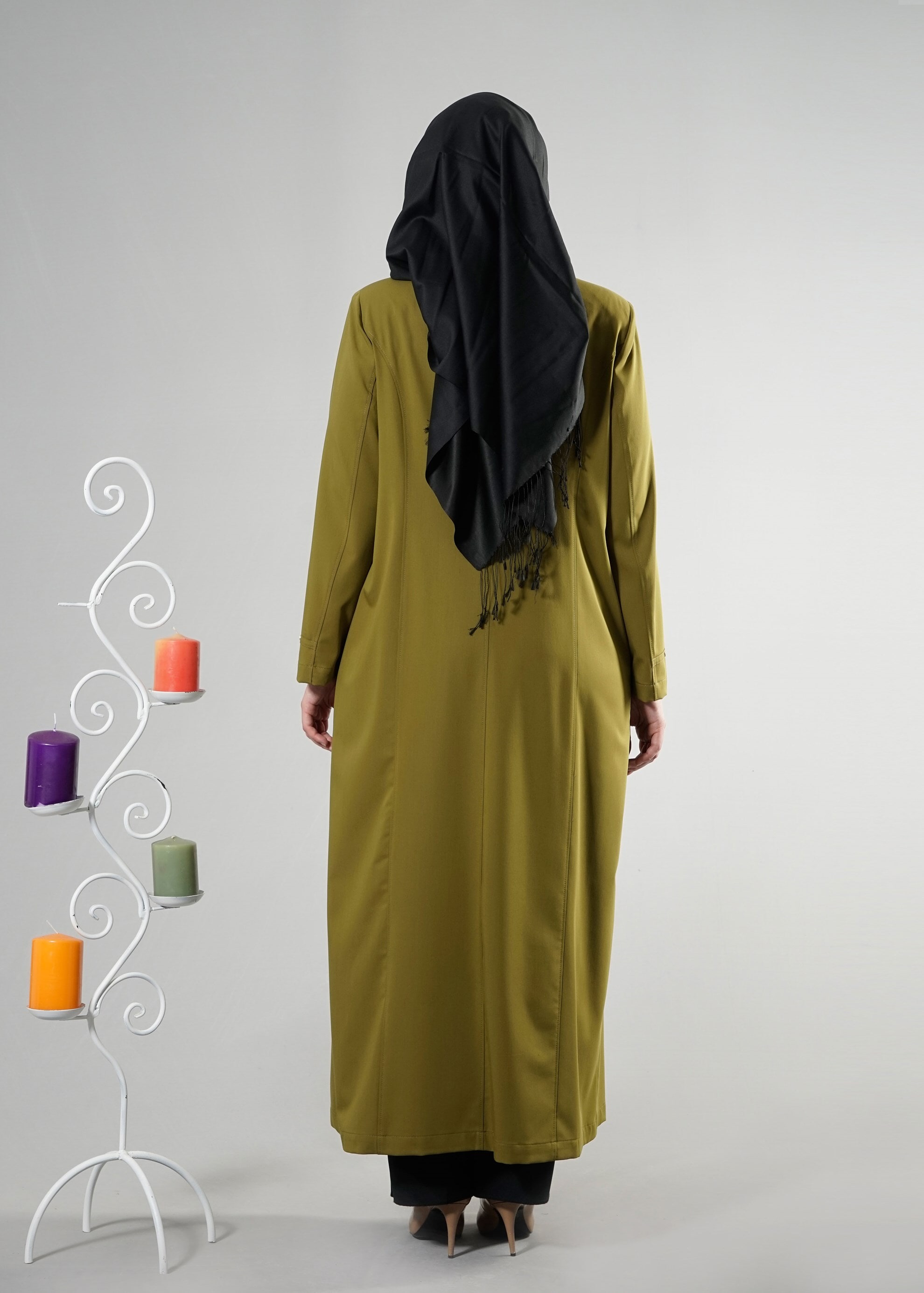 Tesettür giyim YEŞİL 1824 Lila Tesettür 43597 Pardesü 46/52 TEK44