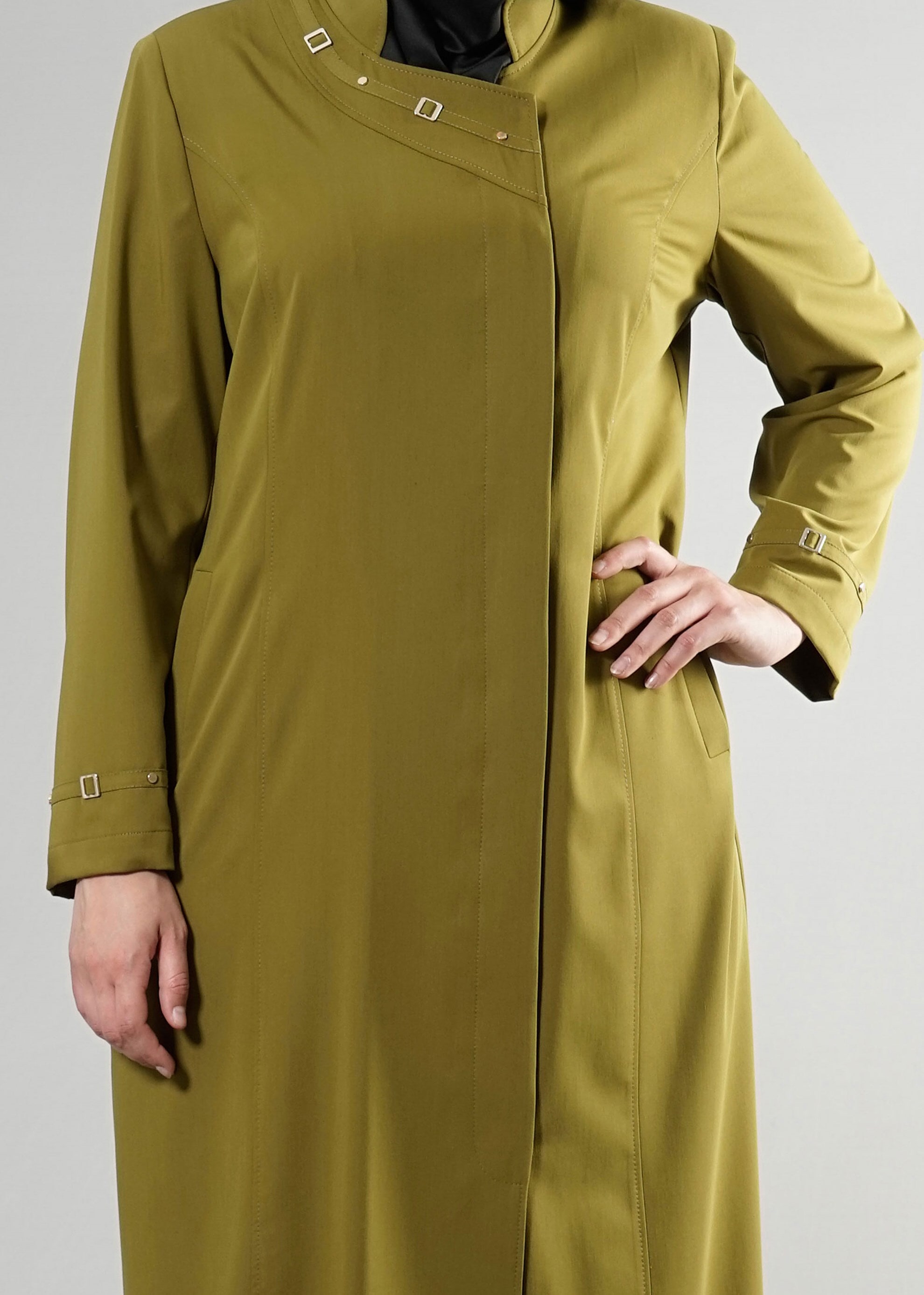 Tesettür giyim YEŞİL 1824 Lila Tesettür 43597 Pardesü 46/52 TEK44