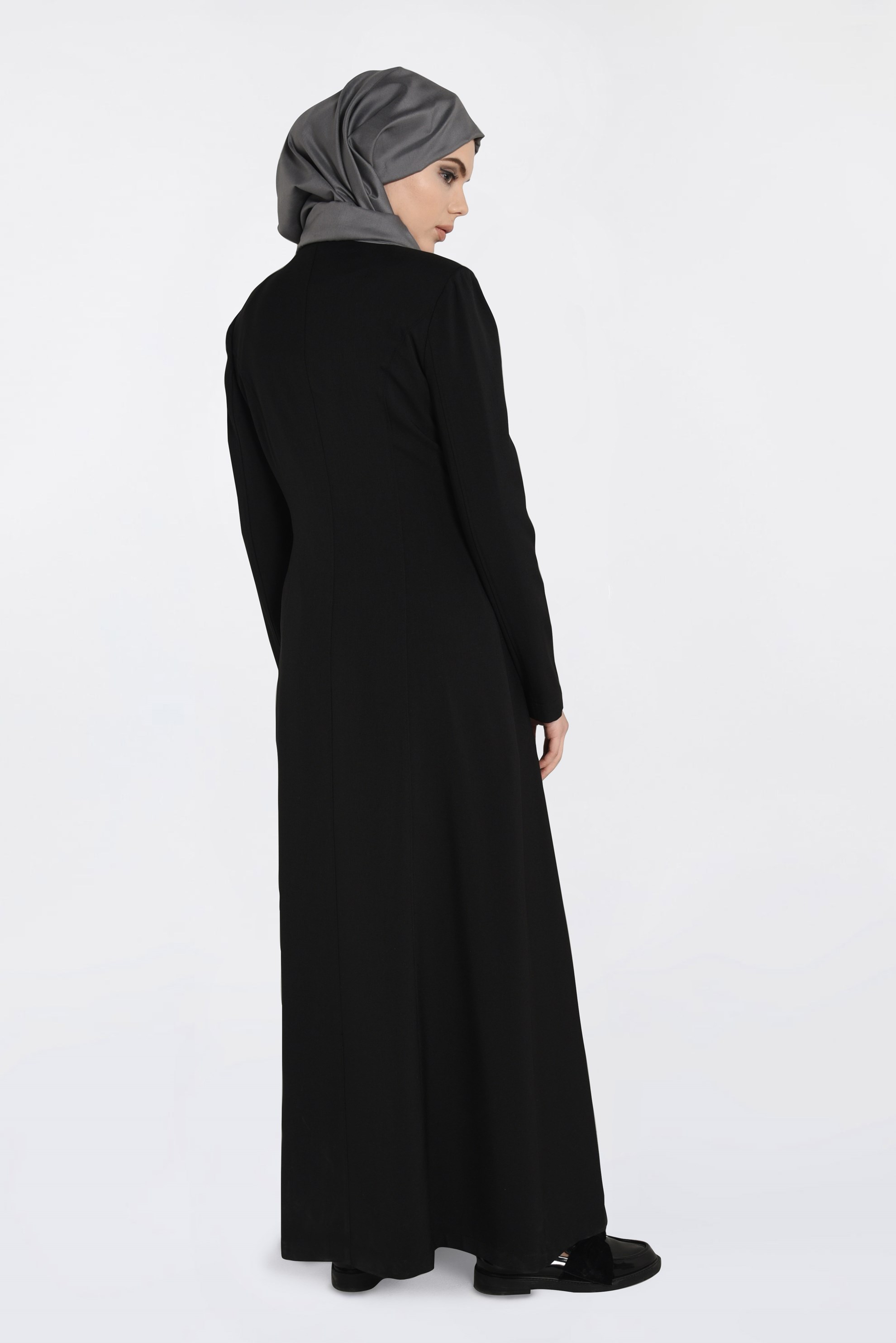 Tesettür giyim SİYAH CEPLİ TESETTÜR PARDESÜ 1830