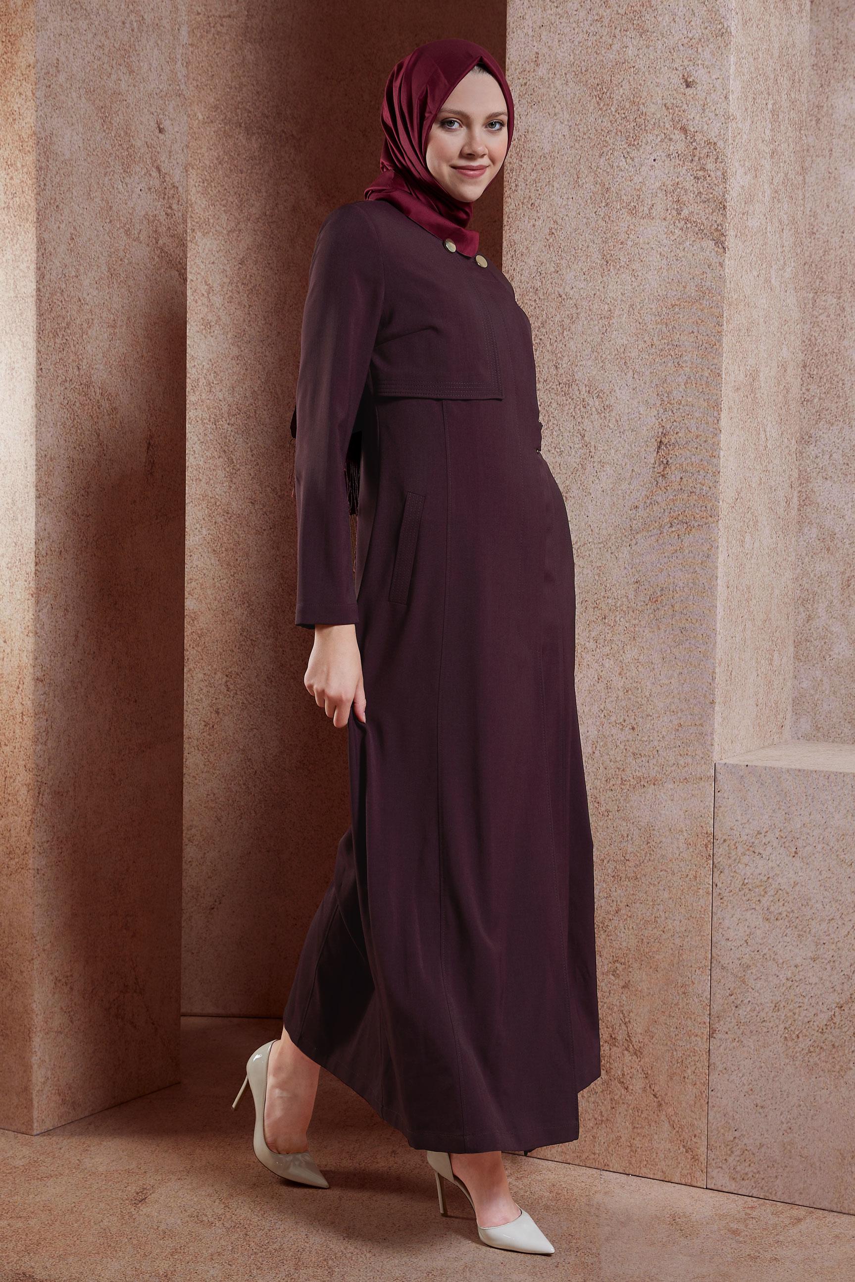 Tesettür giyim MÜRDÜM CEPLİ TESETTÜR PARDESÜ 1830