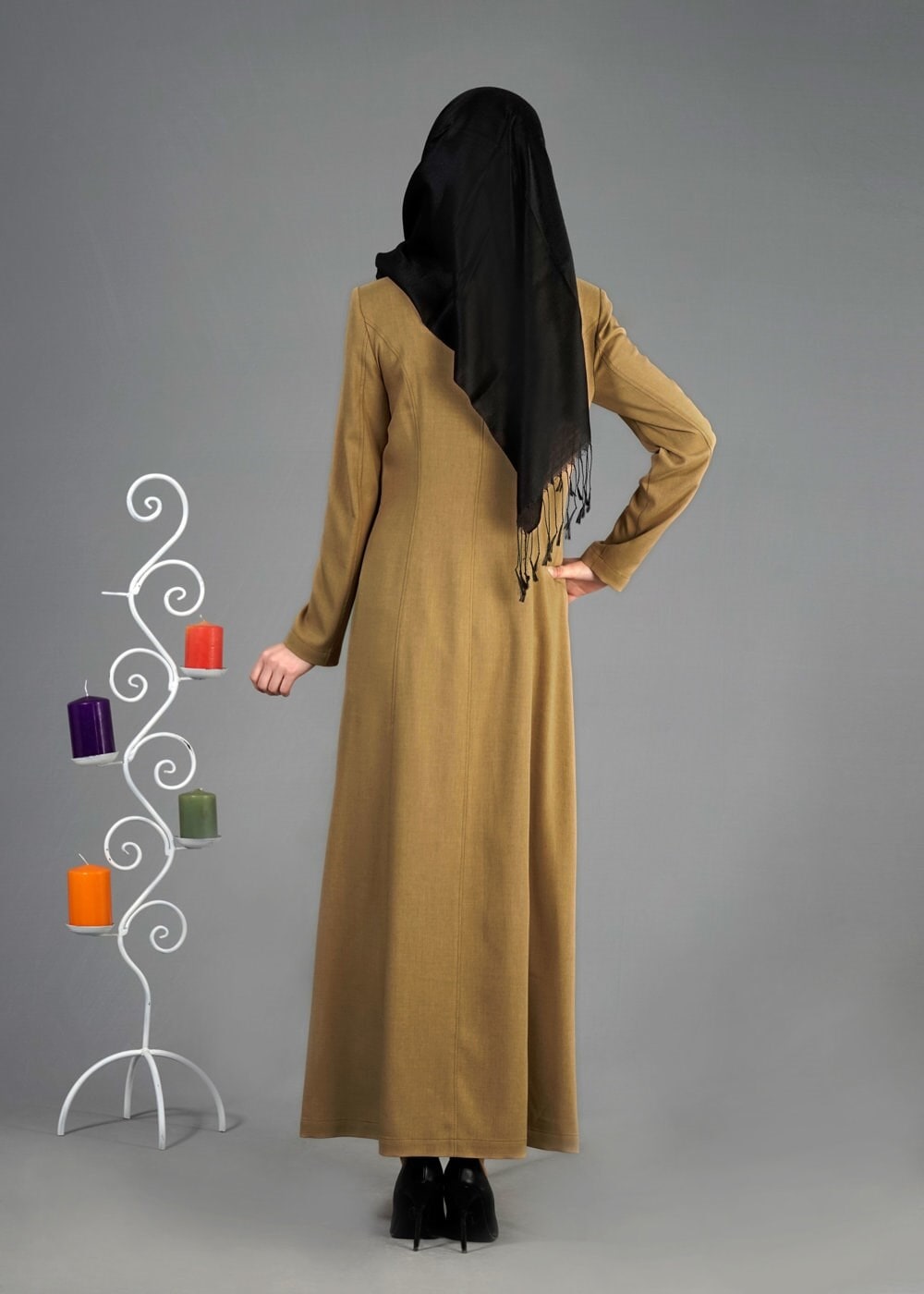 Tesettür giyim KAHVE CEPLİ TESETTÜR PARDESÜ 1830