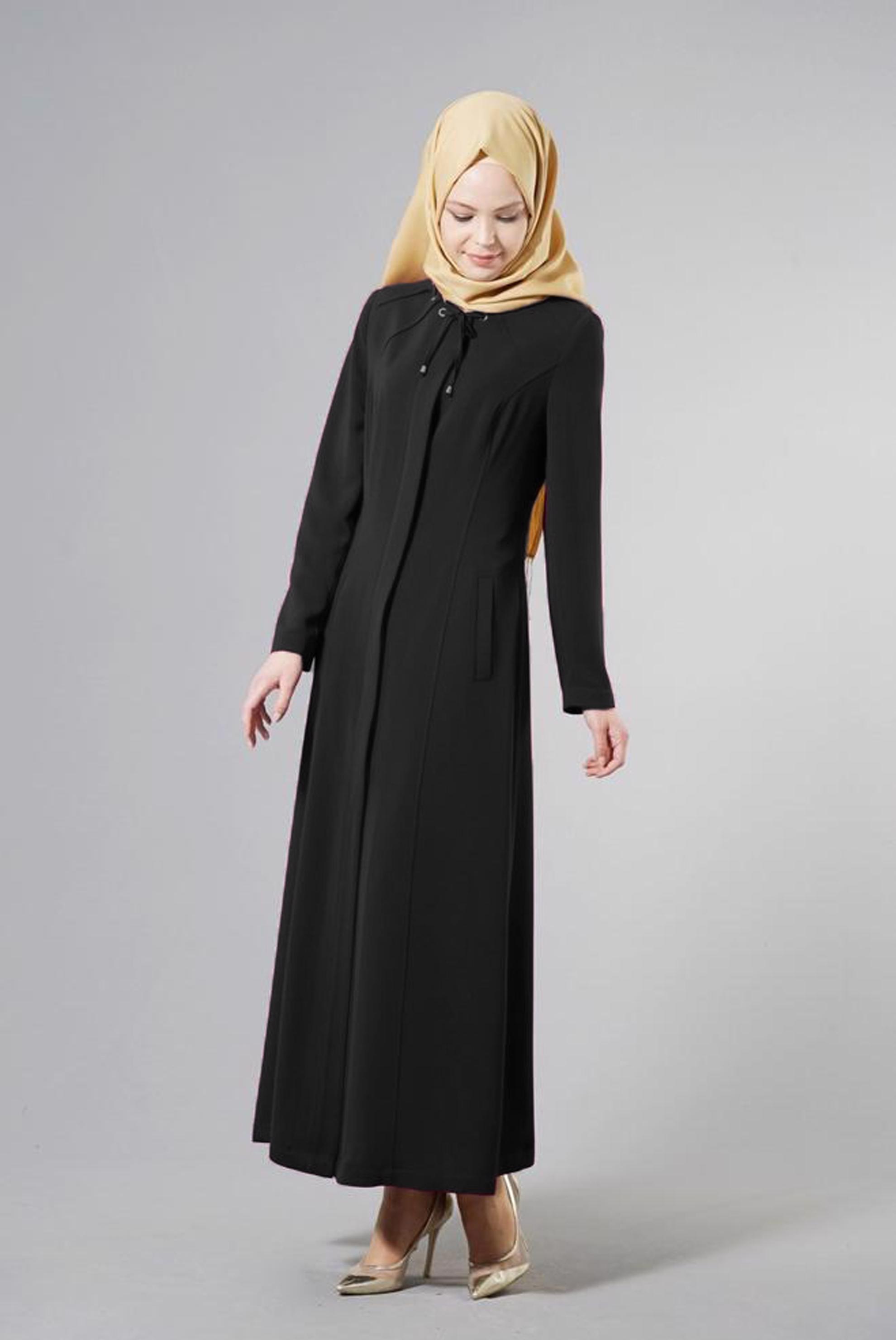 Vêtements hijab NOIR FINITION DÉTAIL ŒILLET 1831