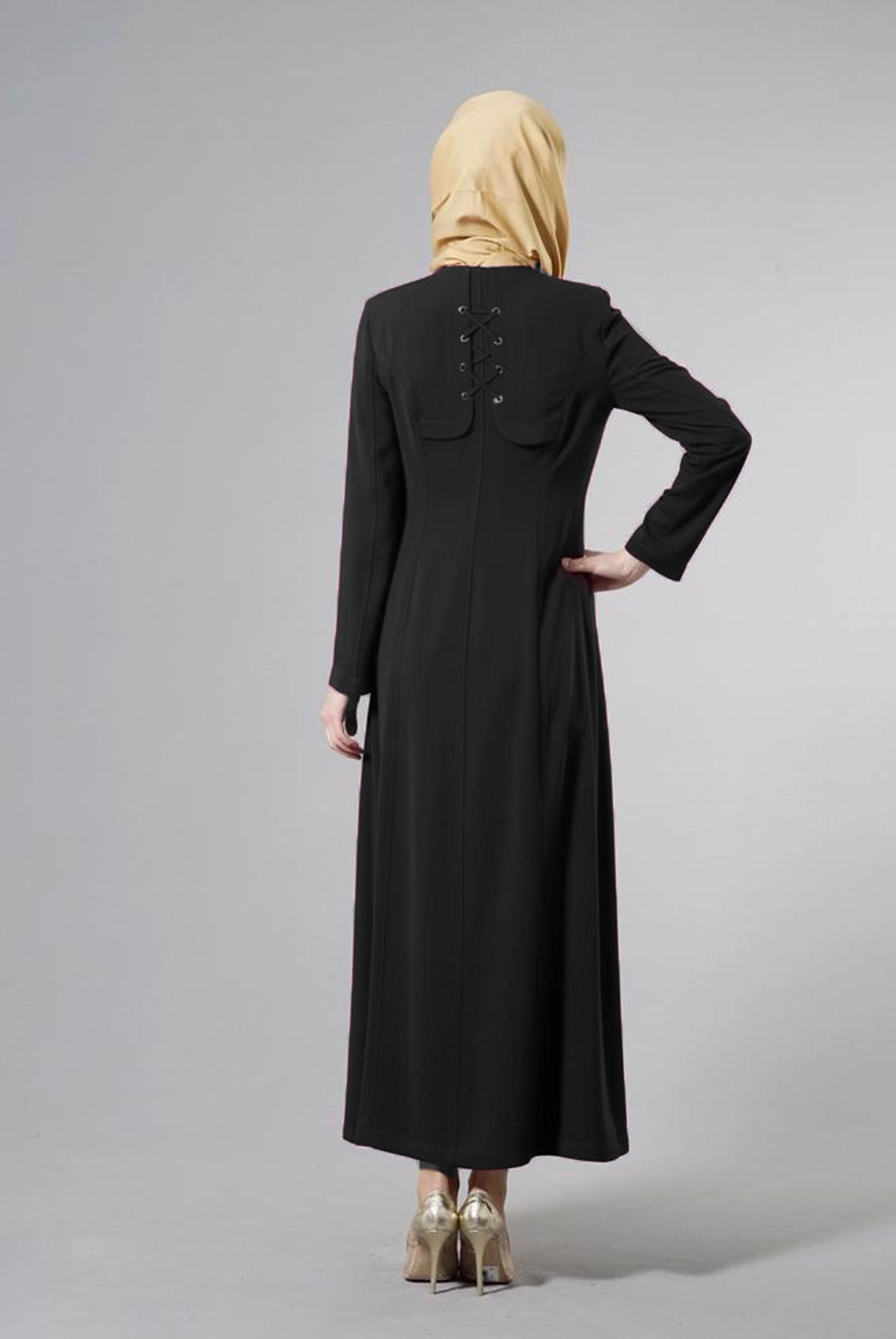 Vêtements hijab NOIR FINITION DÉTAIL ŒILLET 1831