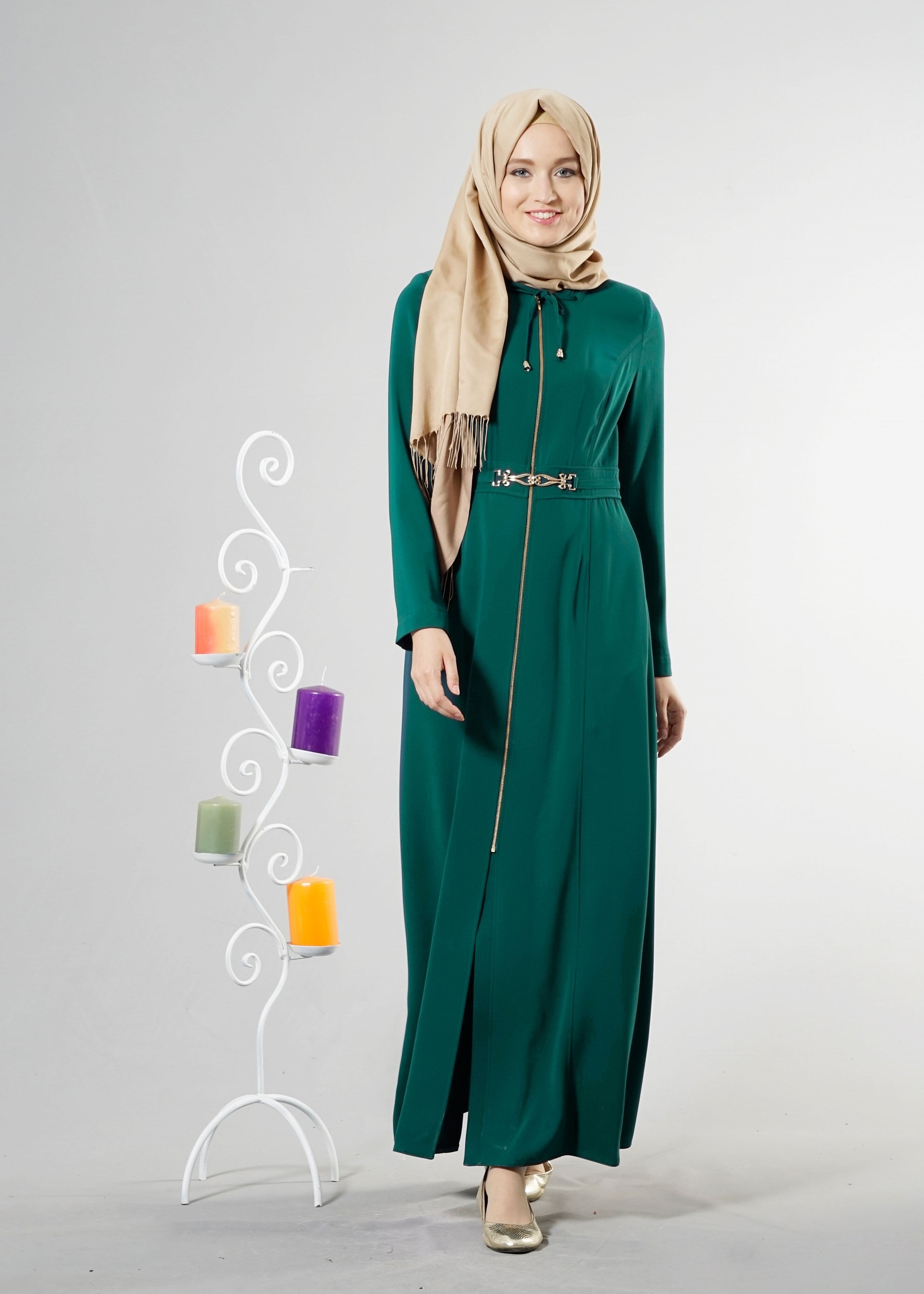 Tesettür giyim YEŞİL 1832 FARAH 6288 PARDESÜ 38/48 TEK40