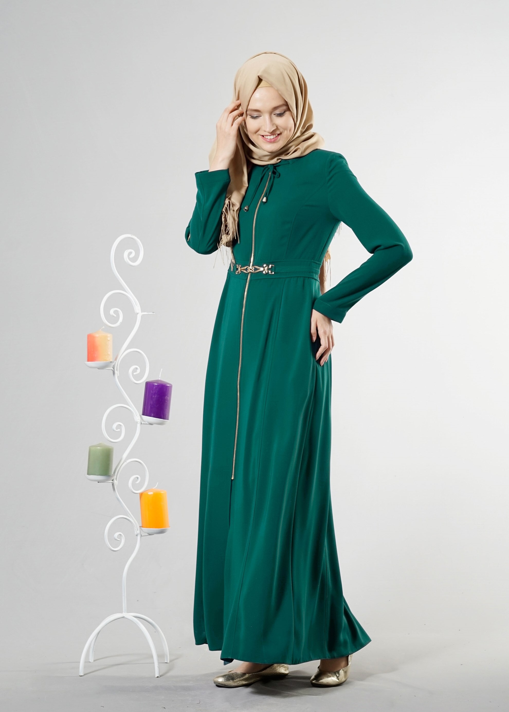 Tesettür giyim YEŞİL 1832 FARAH 6288 PARDESÜ 38/48 TEK40