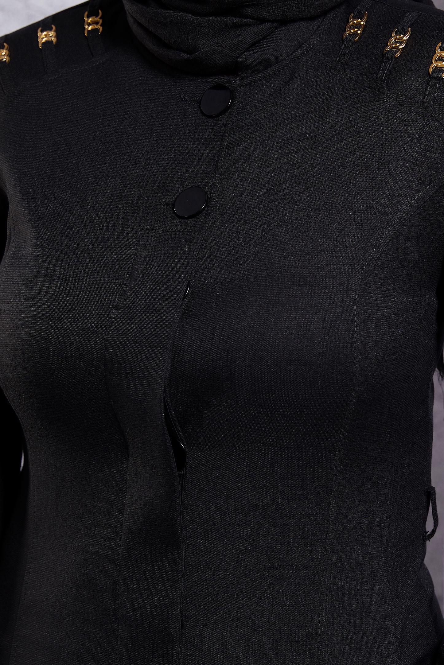 Tesettür giyim SİYAH HAKİM YAKA PARDESÜ 1834