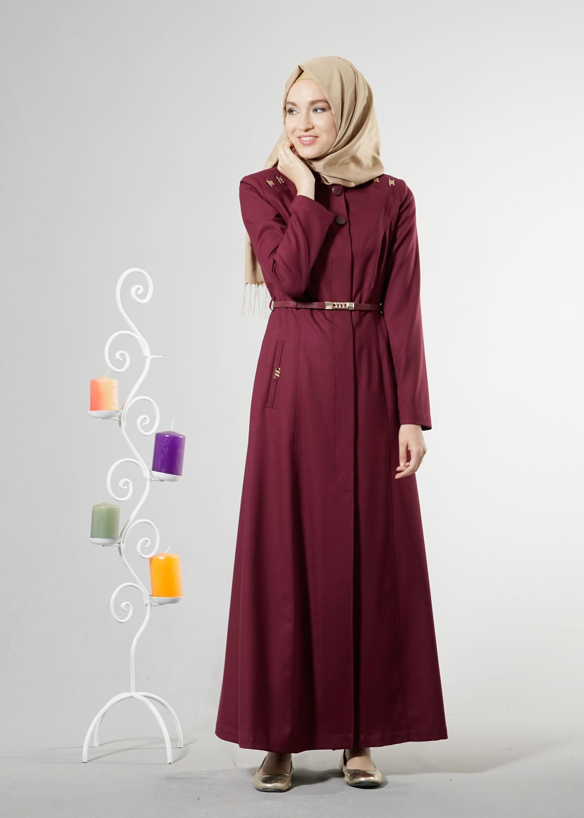 Tesettür giyim MÜRDÜM HAKİM YAKA PARDESÜ 1834