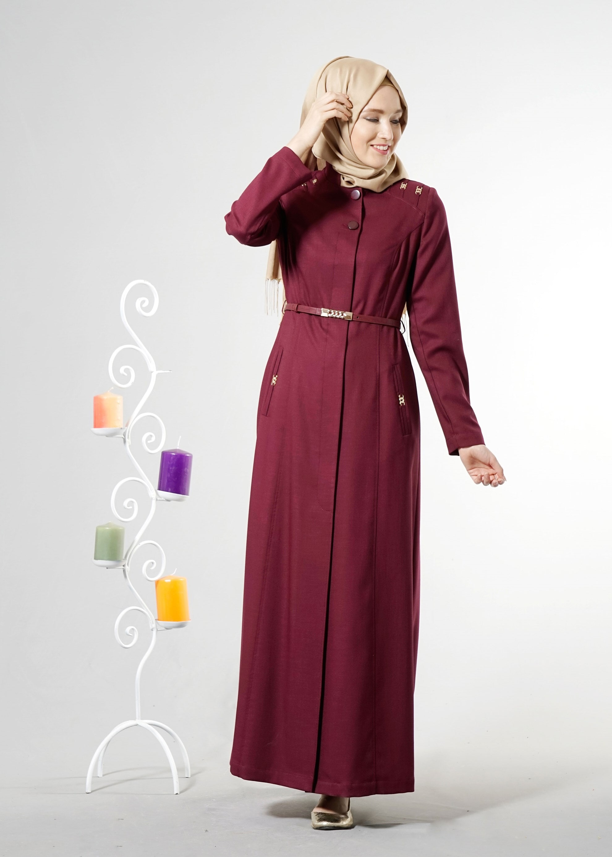 Tesettür giyim MÜRDÜM HAKİM YAKA PARDESÜ 1834