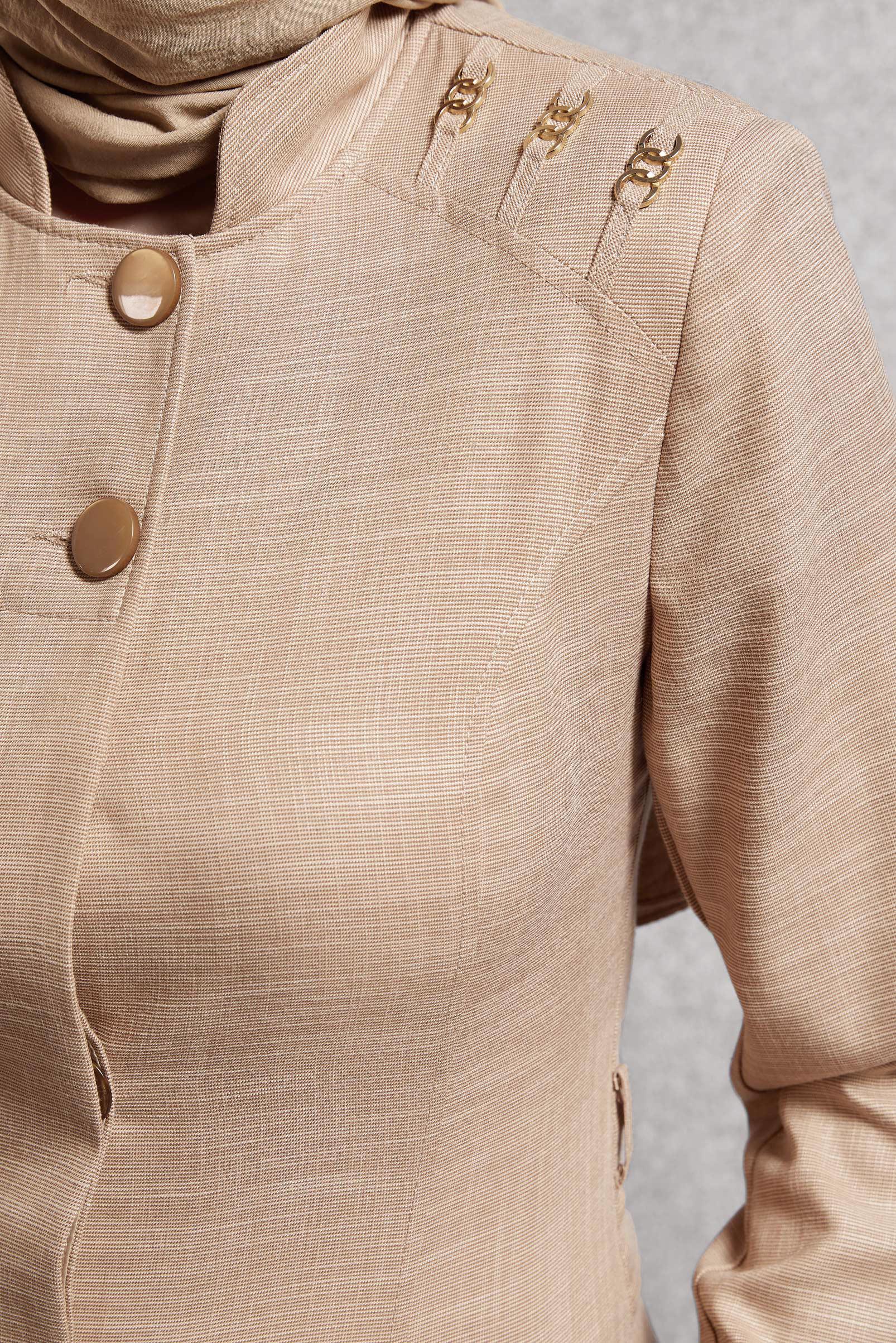 Tesettür giyim KAHVE HAKİM YAKA PARDESÜ 1834