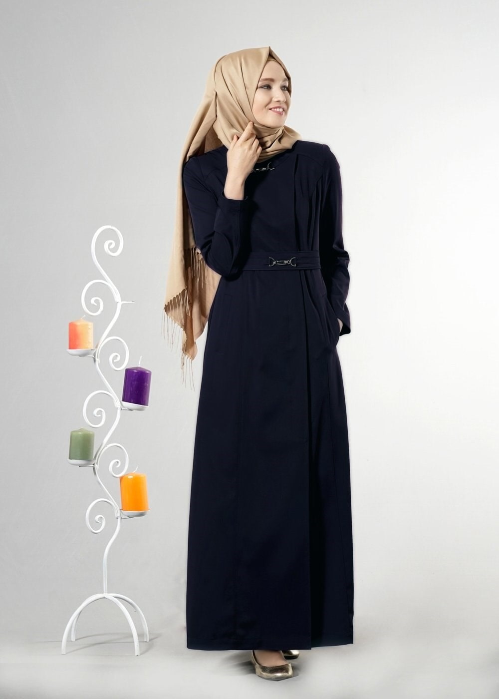 Tesettür giyim LACİVERT 1836 Sarah Tesettür Pardesü 38/48 TEK42
