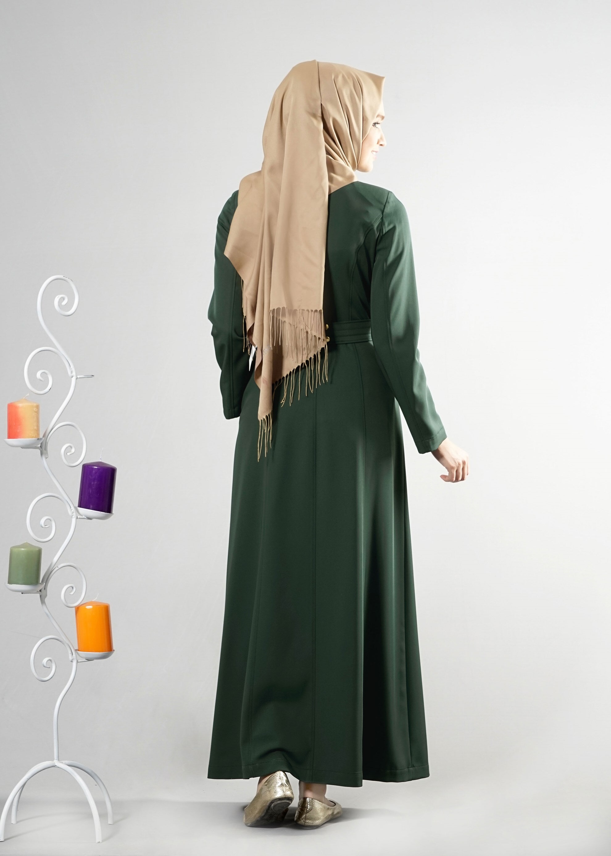 Tesettür giyim YEŞİL 1836 Sarah Tesettür Pardesü 38/48 TEK42