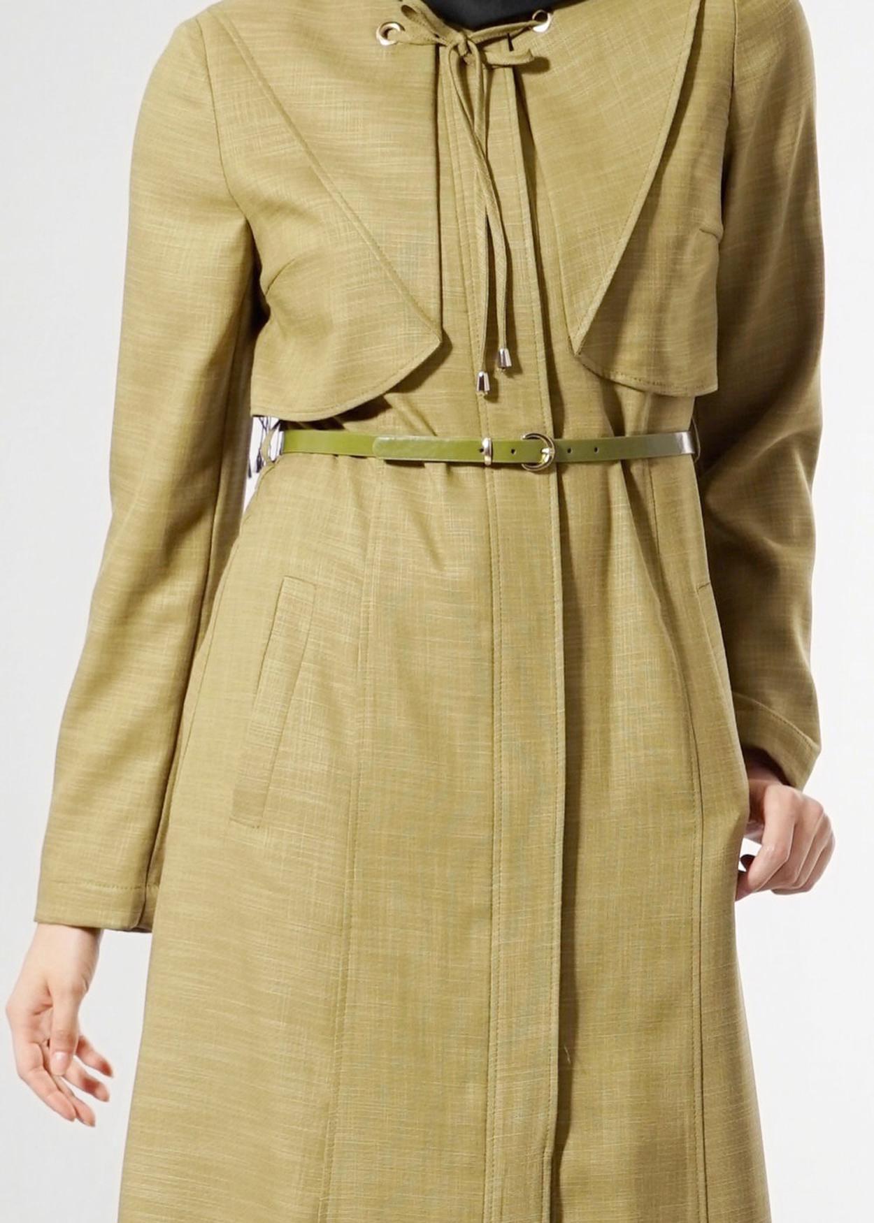 Tesettür giyim YEŞİL BAĞLAMA DETAYLI PARDESÜ 1837