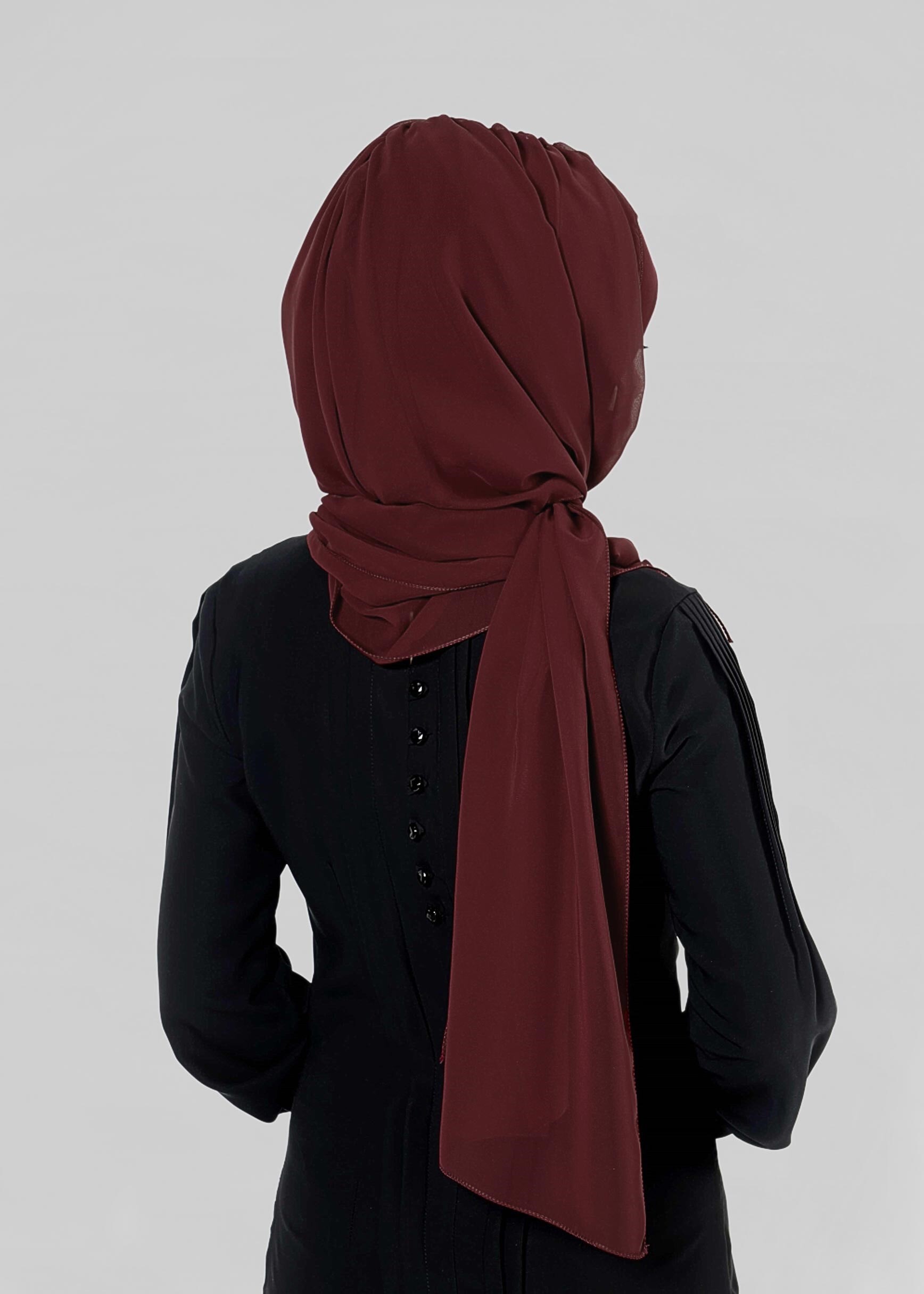 Tesettür giyim BORDO 9632-1 ALVİNA PLİSELİ BONELİ ŞAL