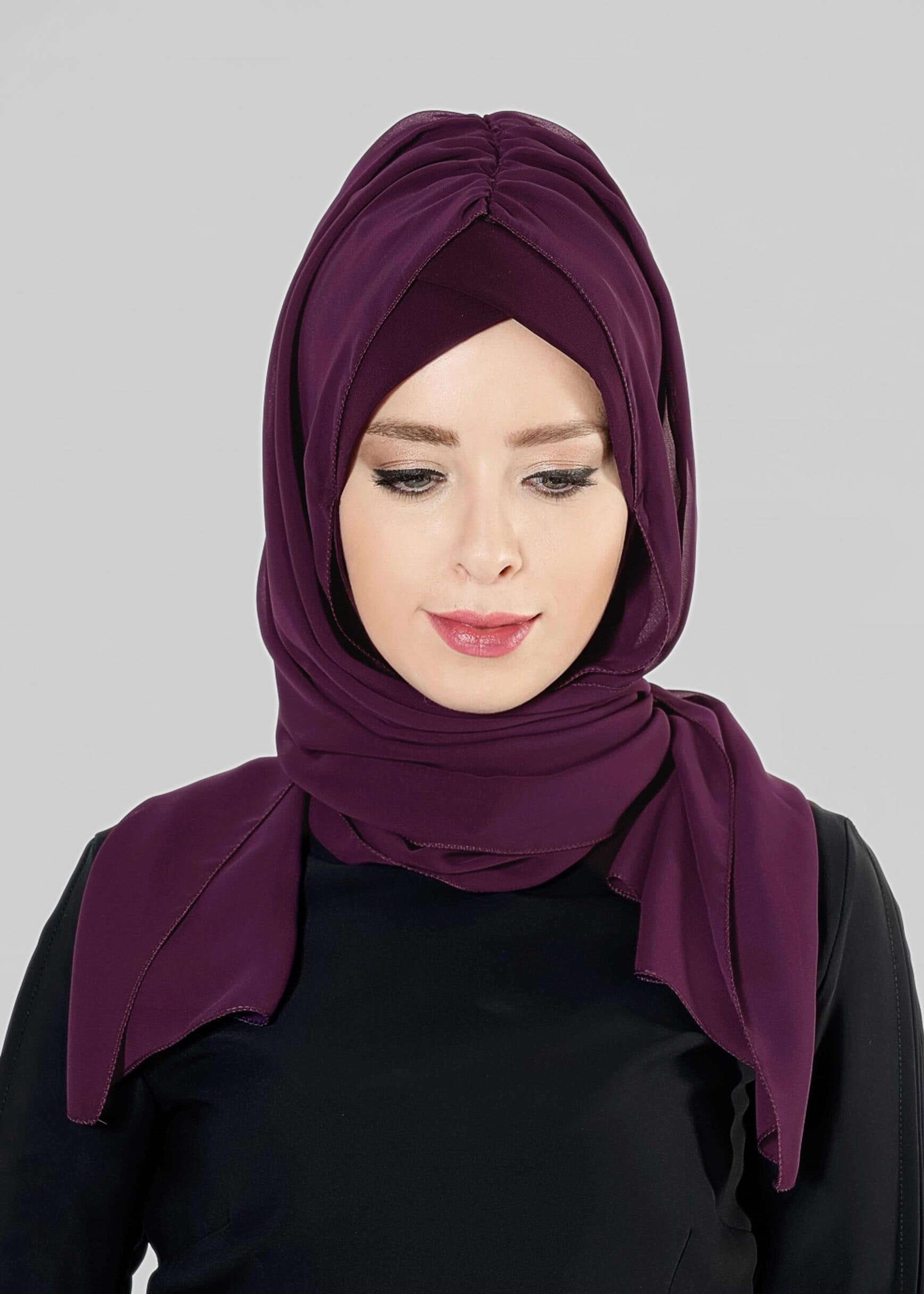 Tesettür giyim MÜRDÜM 9632-1 ALVİNA PLİSELİ BONELİ ŞAL