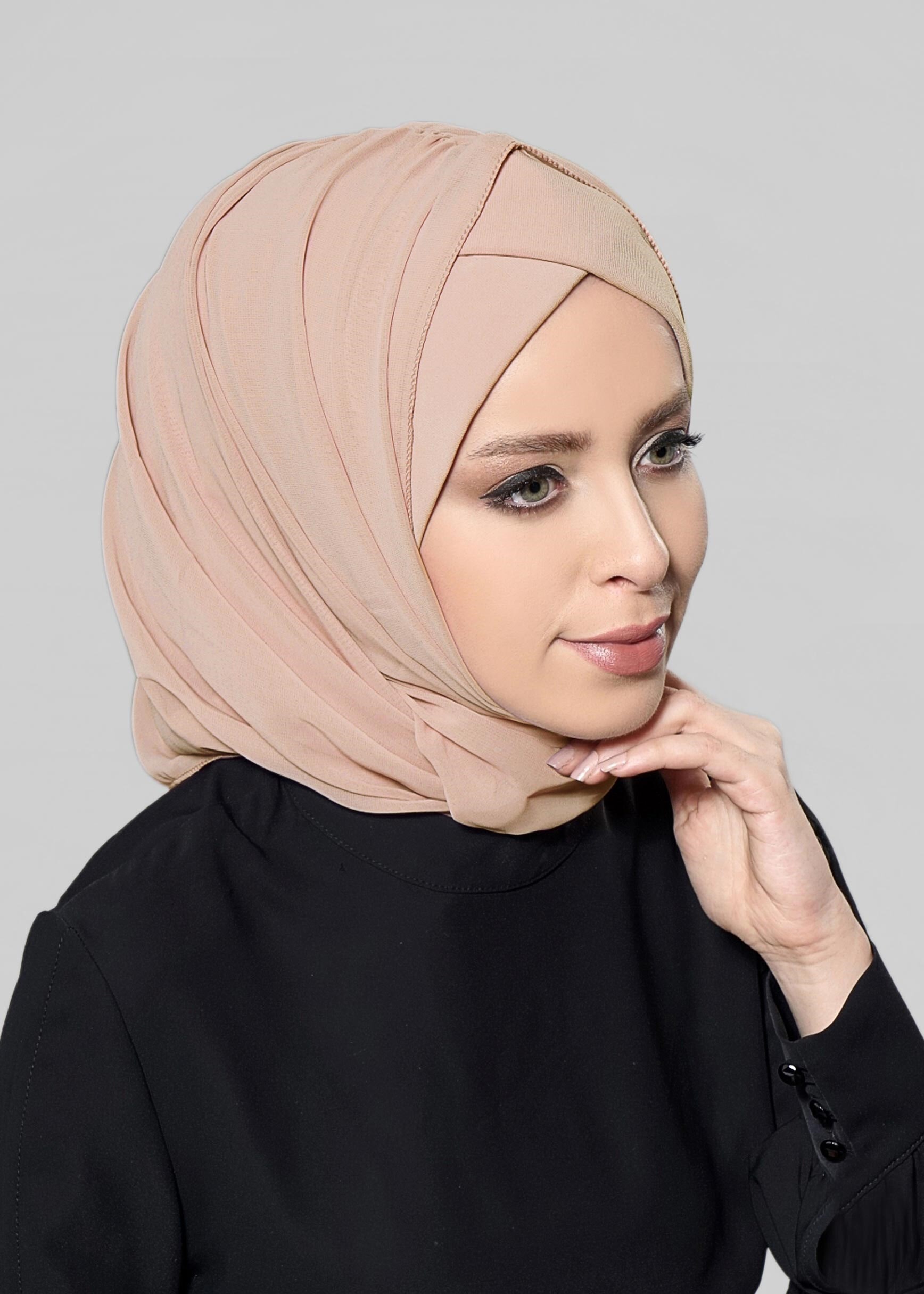 Tesettür giyim PUDRA 9632-1 ALVİNA PLİSELİ BONELİ ŞAL