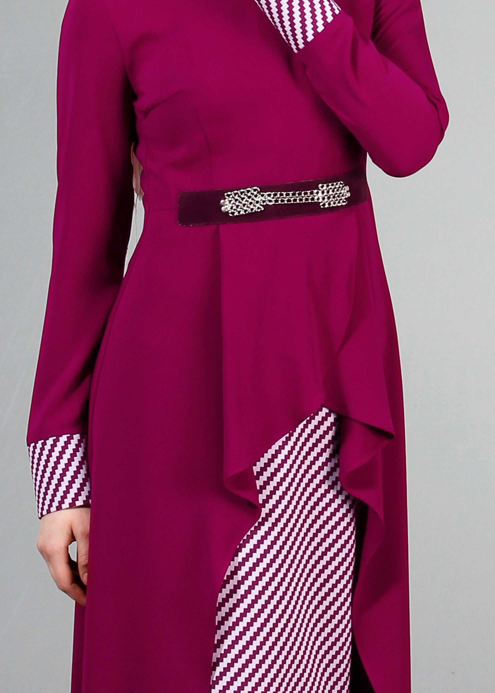 Tesettür giyim BORDO 3162E Farah 2&prime;li Tesettür Etekli Takım 38/44 TEK40