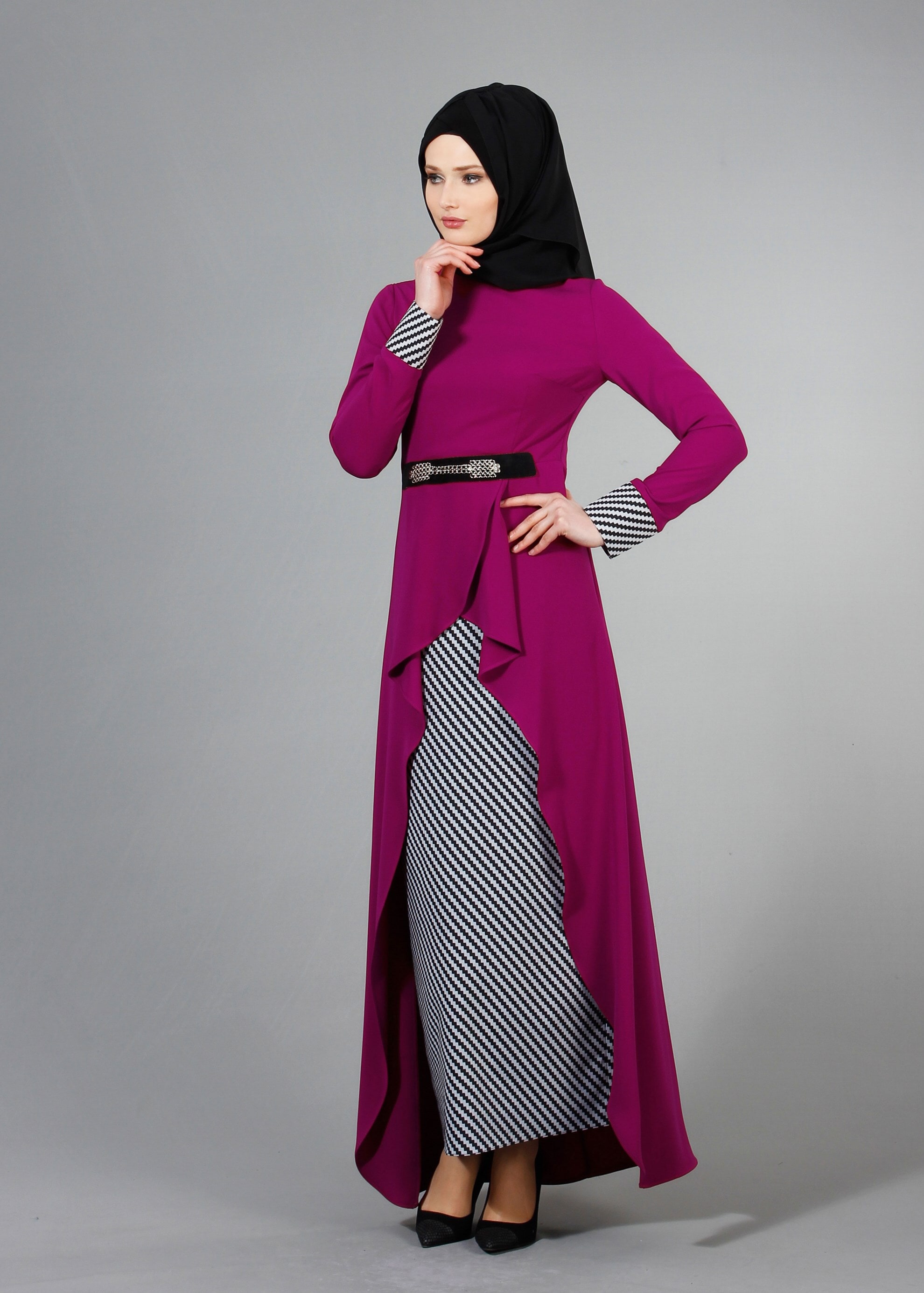 Tesettür giyim MOR 3162E Farah 2&prime;li Tesettür Etekli Takım 38/44 TEK40