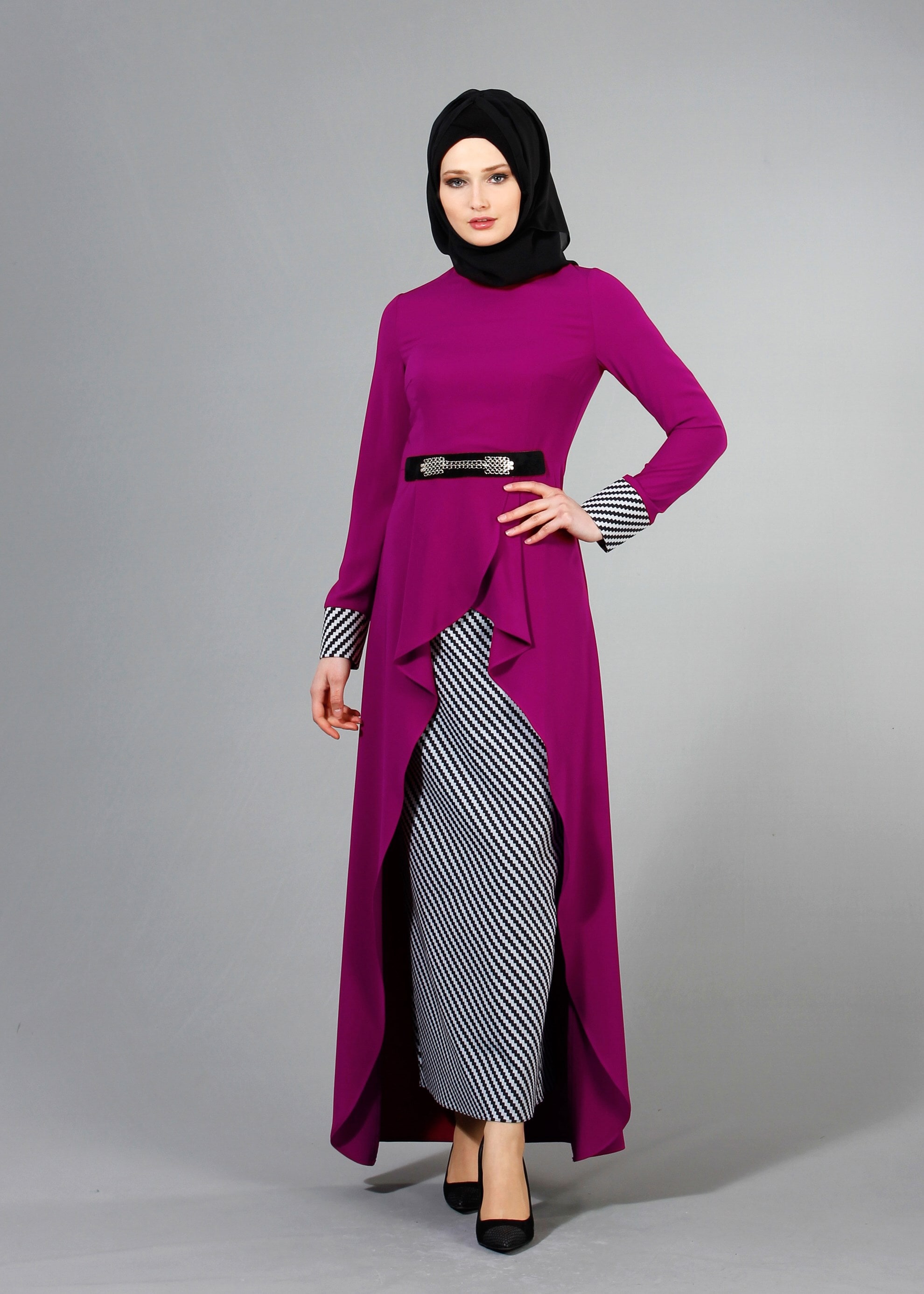 Tesettür giyim MOR 3162E Farah 2&prime;li Tesettür Etekli Takım 38/44 TEK40