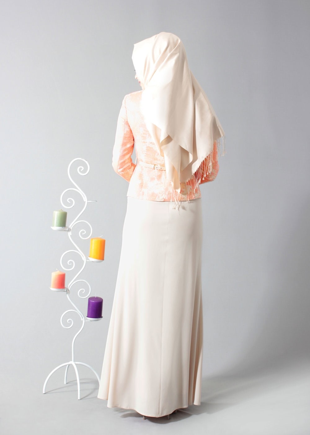 Tesettür giyim MERCAN 3208E Jakar 694 Tesettür 2&prime;li Etekli Takım 38/46