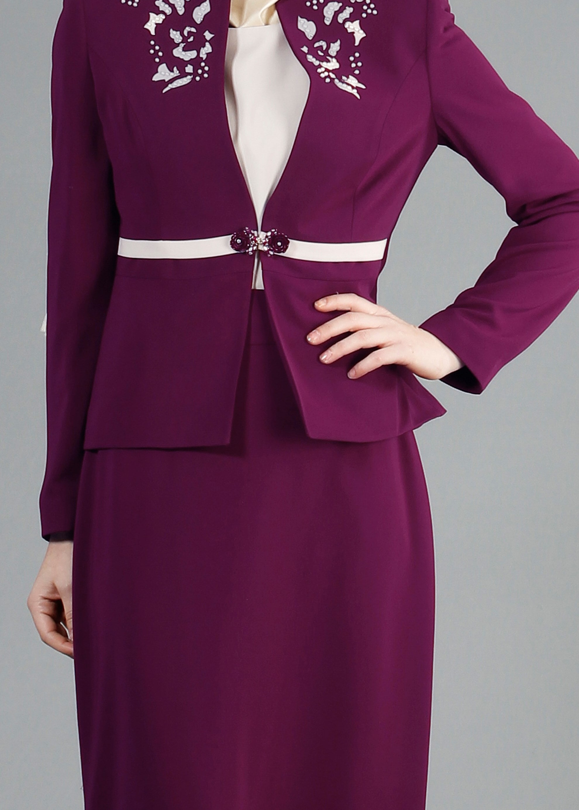 Tesettür giyim MOR 3229E Farah 6288 3&prime;lü Tesettür Etekli Takım 40/48