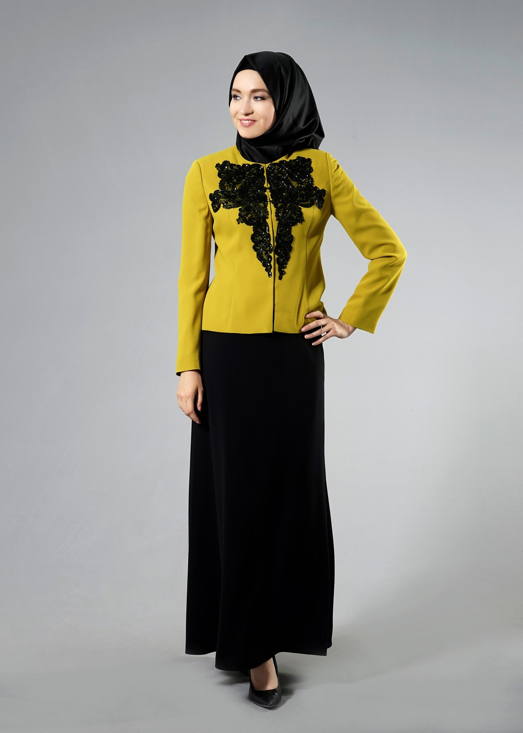 Tesettür giyim YEŞİL 3231E Farah Tesettür 6288 2&prime;li Etekli Takım 40/46 TEK38