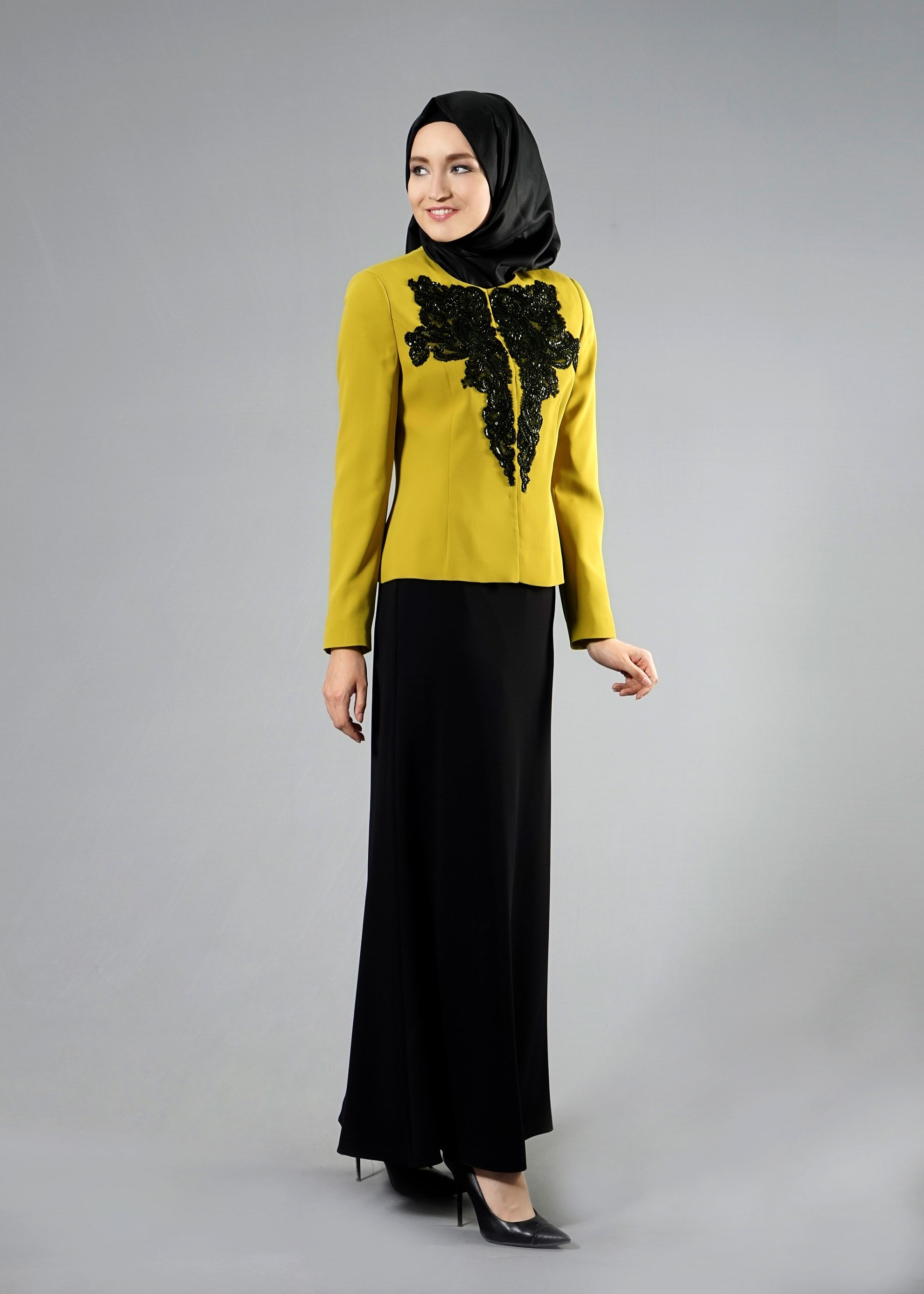 Tesettür giyim YEŞİL 3231E Farah Tesettür 6288 2&prime;li Etekli Takım 40/46 TEK38