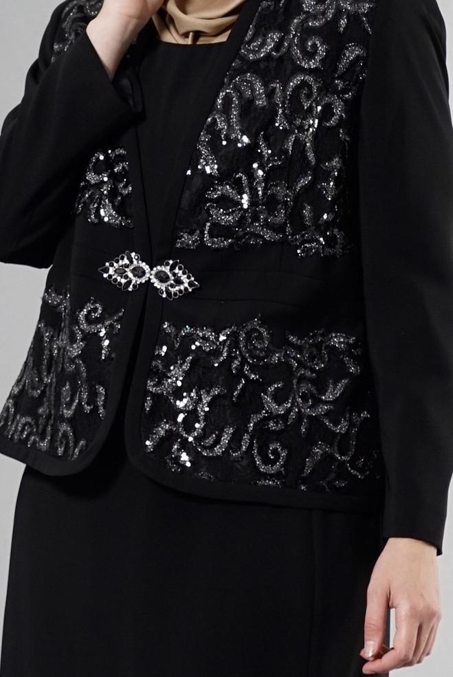 Hijab clothing BLACK 3234E Farah Tesettür 6288 3&prime;Lü Etekli Takım 42/48 TEK40 - ALVİNA