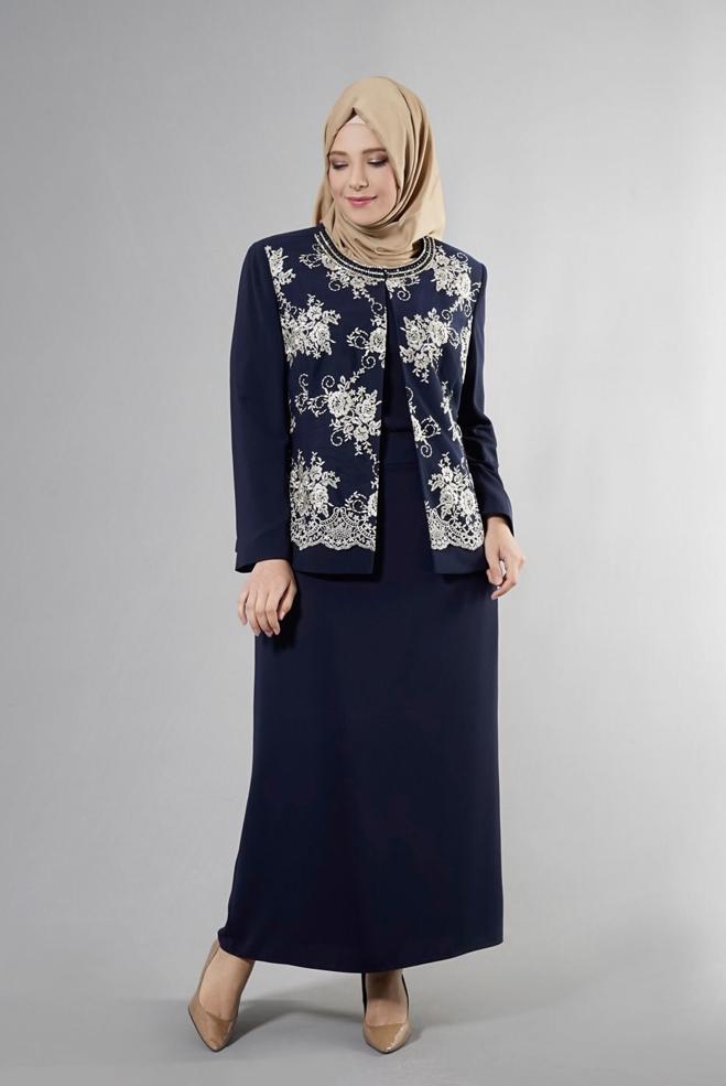 Hijab clothing NAVY BLUE 3238E Farah Tesettür 6288 3&prime;Lü Etekli Takım 44/50 TEK46 - ALVİNA