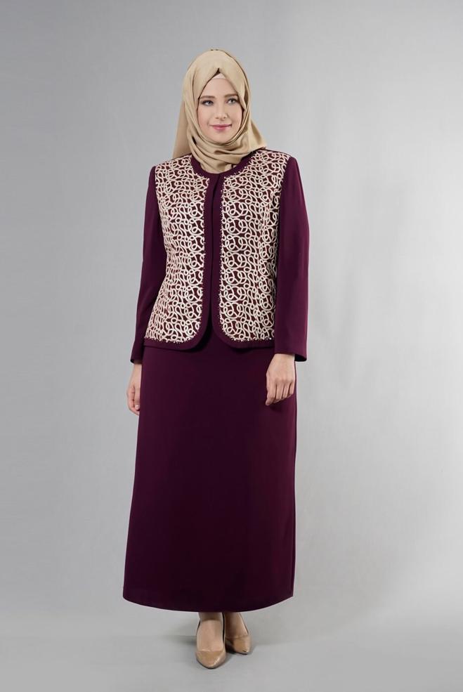Hijab clothing DAMSON 3240E Farah 6288 Tesettür 3&prime;Lü Etekli Takım 46/52 TEK44 - ALVİNA