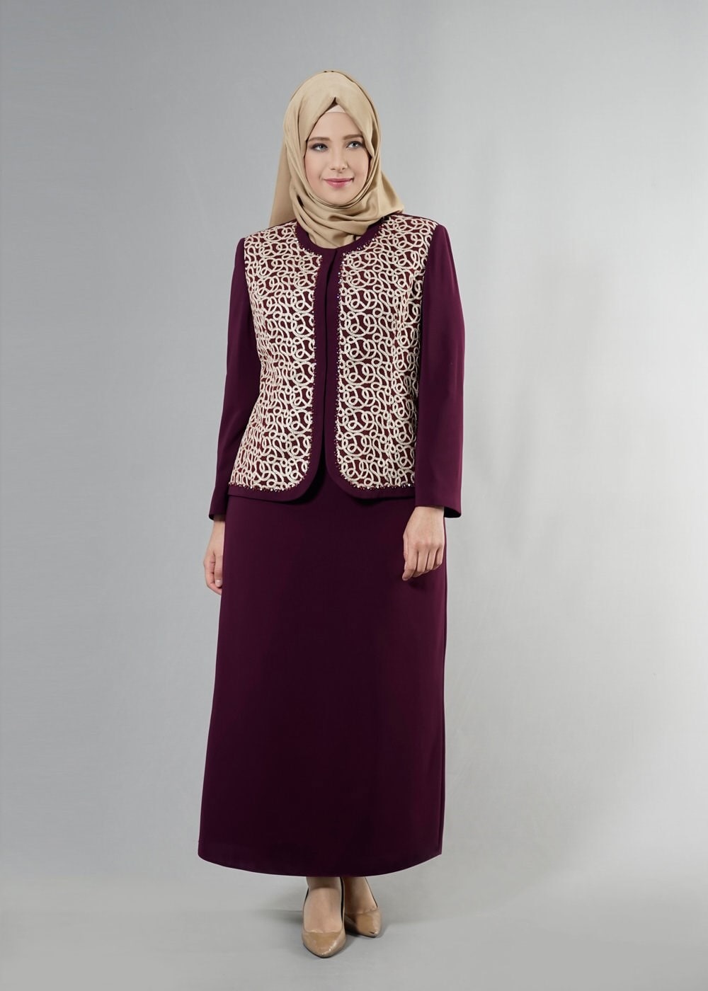 Hijab clothing DAMSON 3240E Farah 6288 Tesettür 3&prime;Lü Etekli Takım 46/52 TEK44