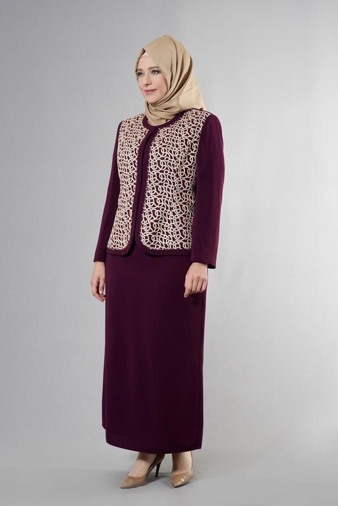 Hijab clothing DAMSON 3240E Farah 6288 Tesettür 3&prime;Lü Etekli Takım 46/52 TEK44 - ALVİNA