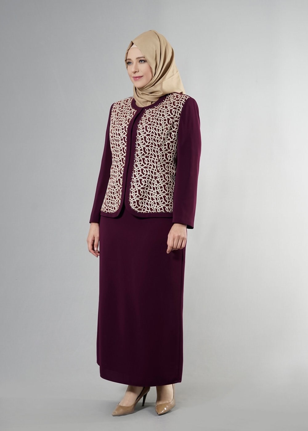 Hijab clothing DAMSON 3240E Farah 6288 Tesettür 3&prime;Lü Etekli Takım 46/52 TEK44