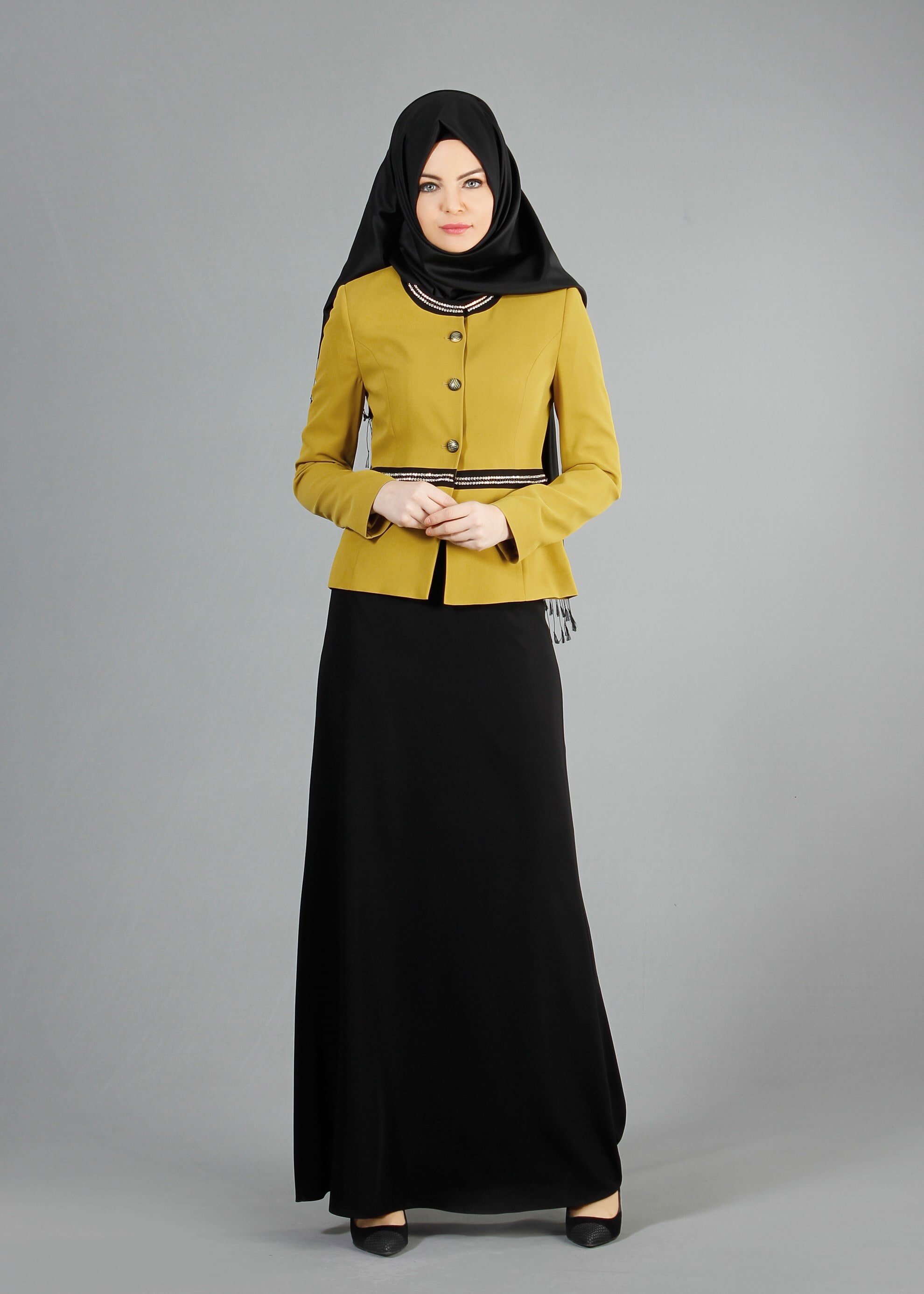 Tesettür giyim YEŞİL 3241E Aslı 2′li Tesettür Etekli Takım 38/46 TEK42