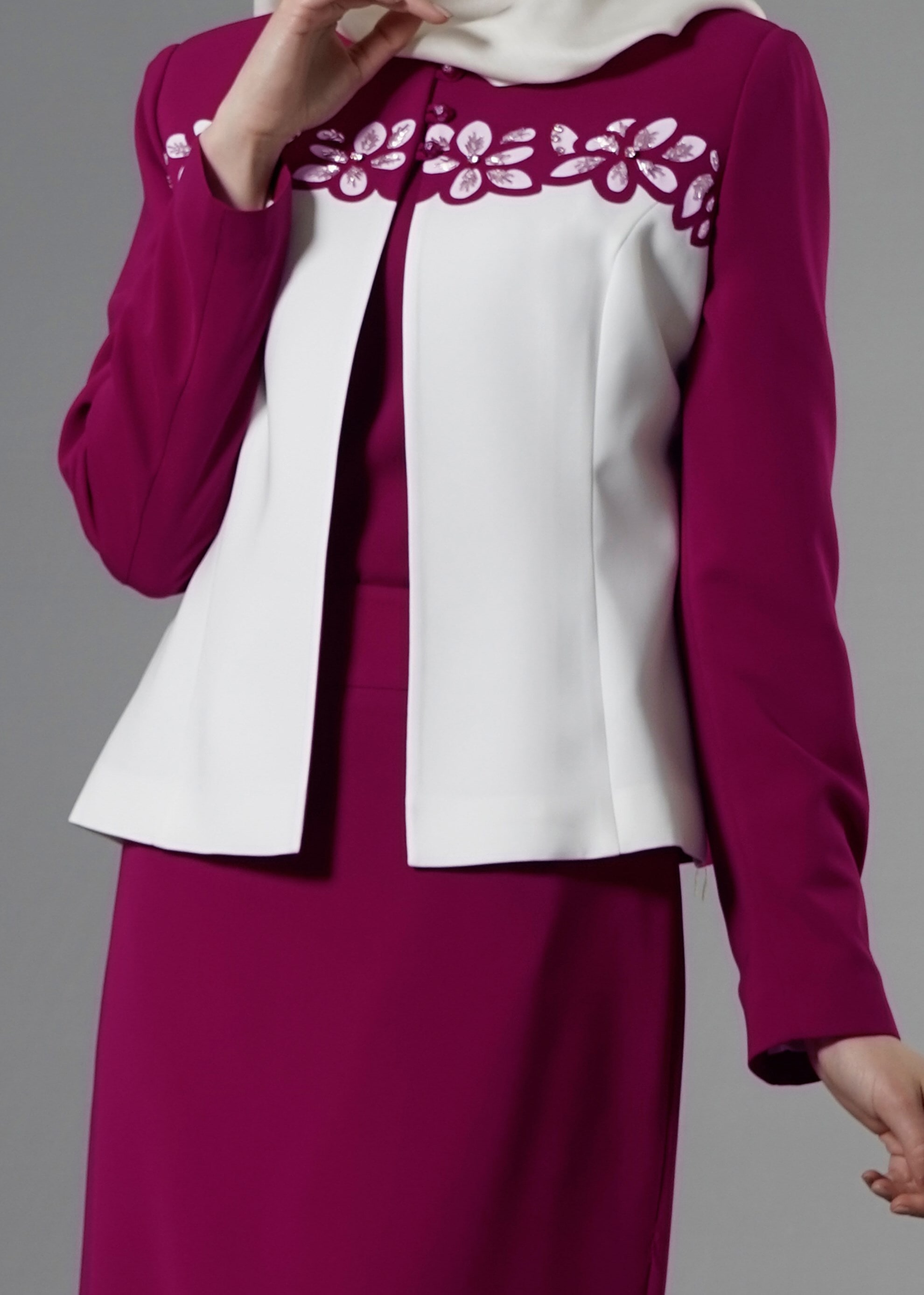 Tesettür giyim FUŞYA 3244E Farah Tesettür 6288 3&prime;lü Etekli Takım 40/46 TEK38