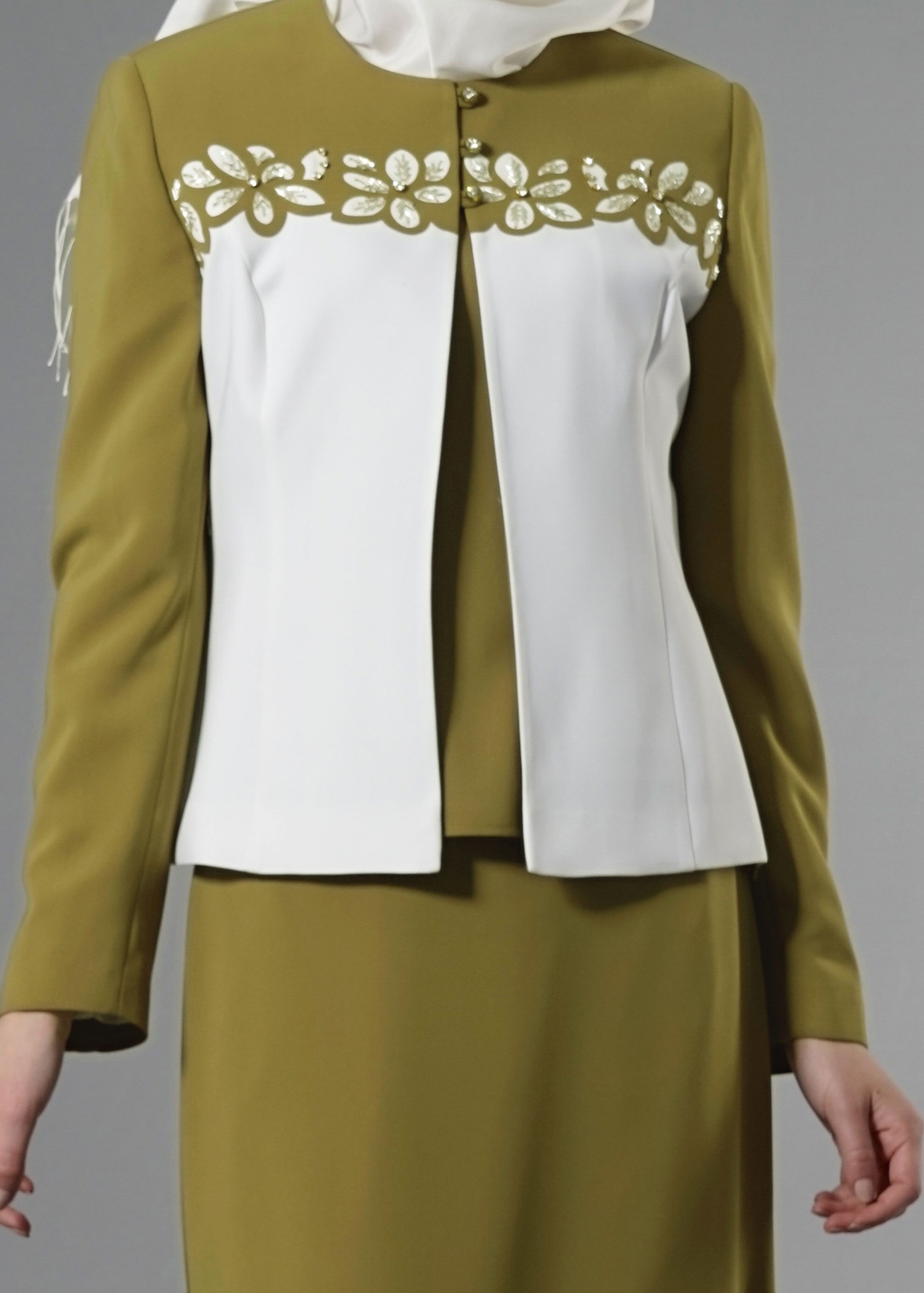 Tesettür giyim YEŞİL 3244E Farah Tesettür 6288 3′lü Etekli Takım 40/46 TEK38