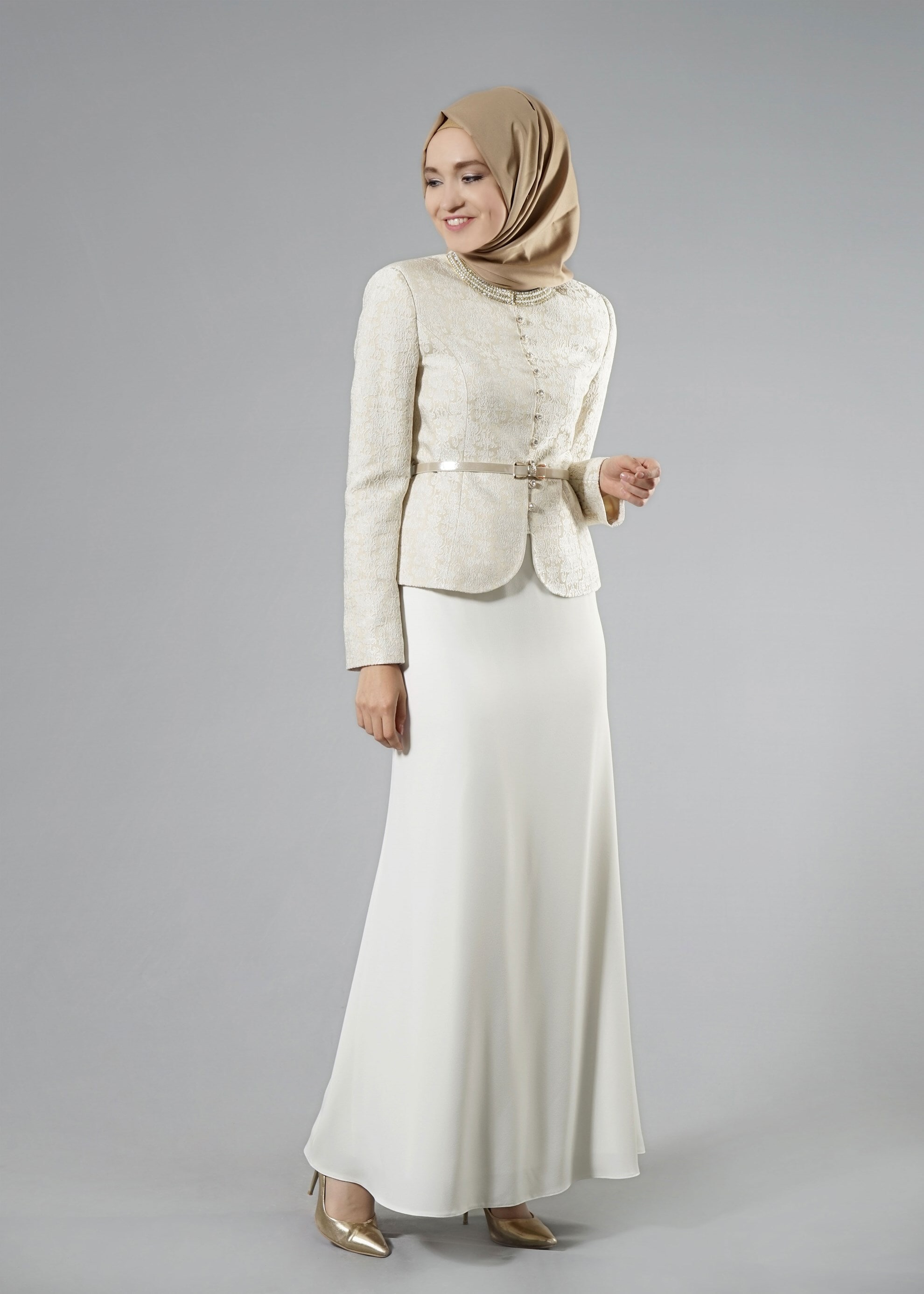 Tesettür giyim BEJ 3261 Jakar Tesettür 5496 2&prime;li Etekli Takım 38/46