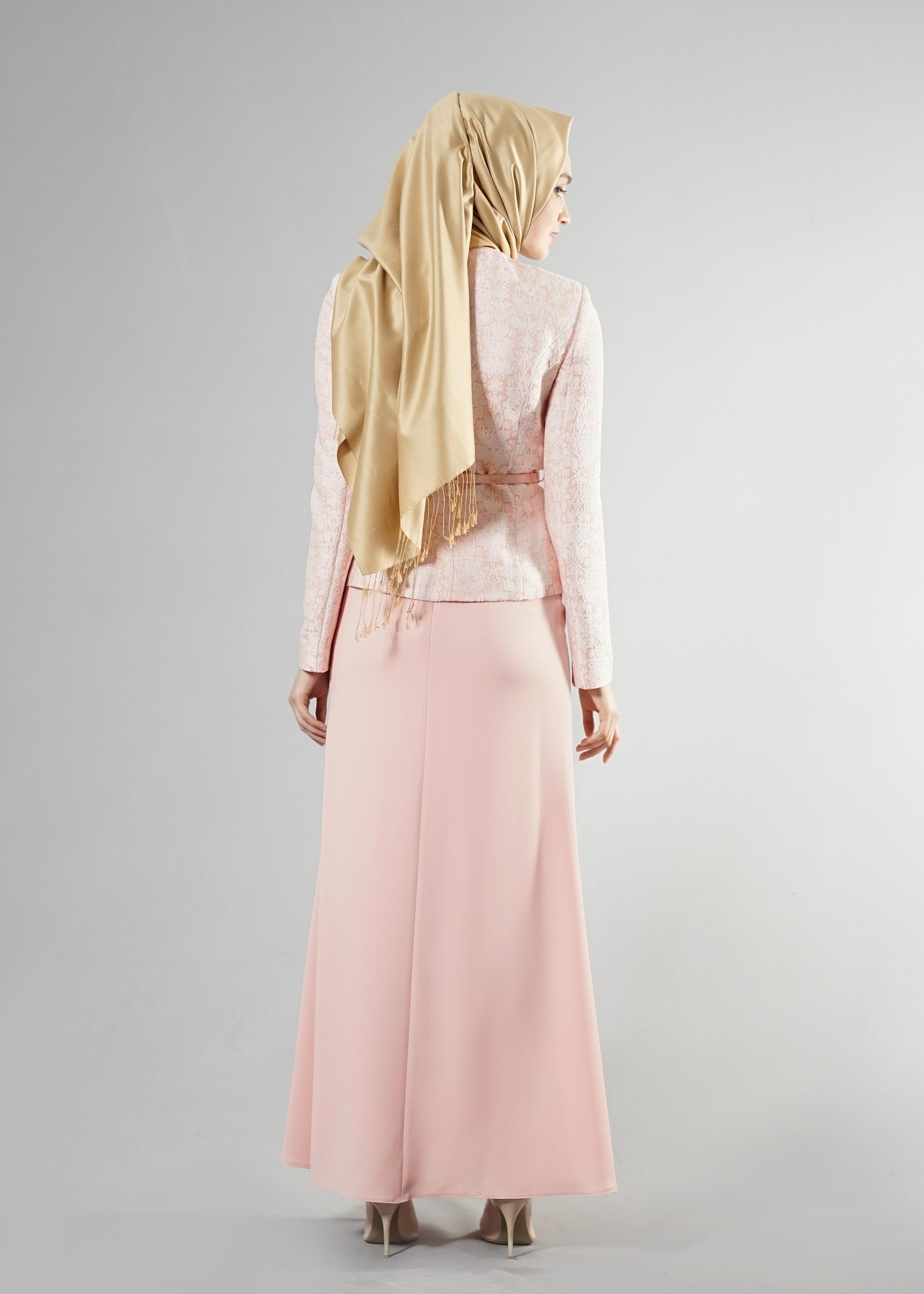 Tesettür giyim PUDRA 3261 Jakar Tesettür 5496 2&prime;li Etekli Takım 38/46