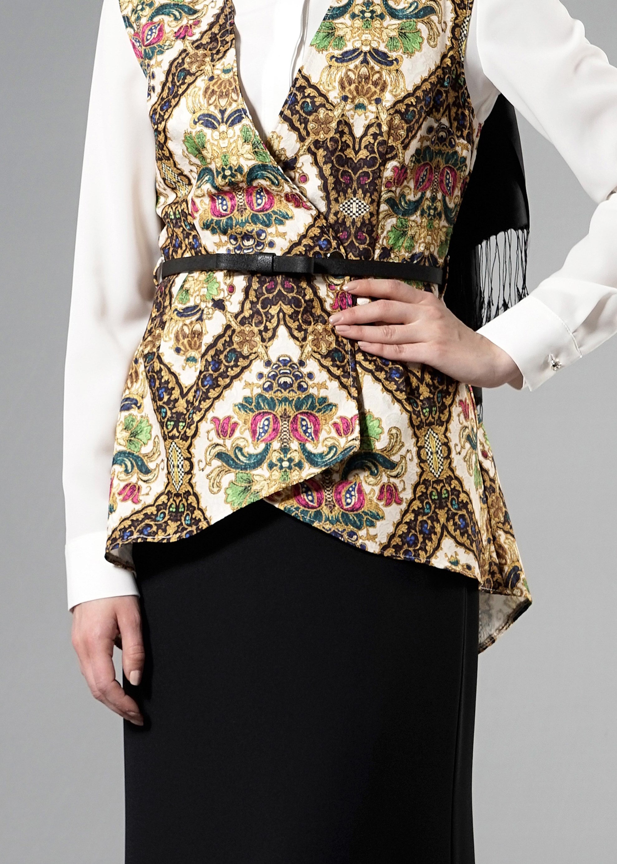 Tesettür giyim SİYAH 4508 Almina Tesettür 30011 3&prime;Lü Etekli Takım 38/44