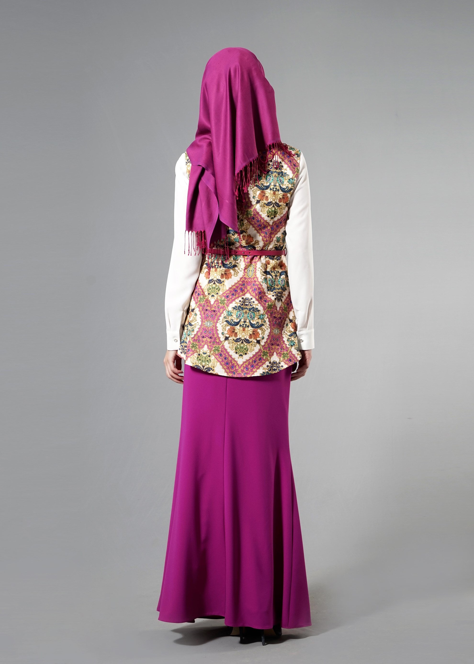 Tesettür giyim FUŞYA 4508 Almina Tesettür 30011 3&prime;Lü Etekli Takım 38/44