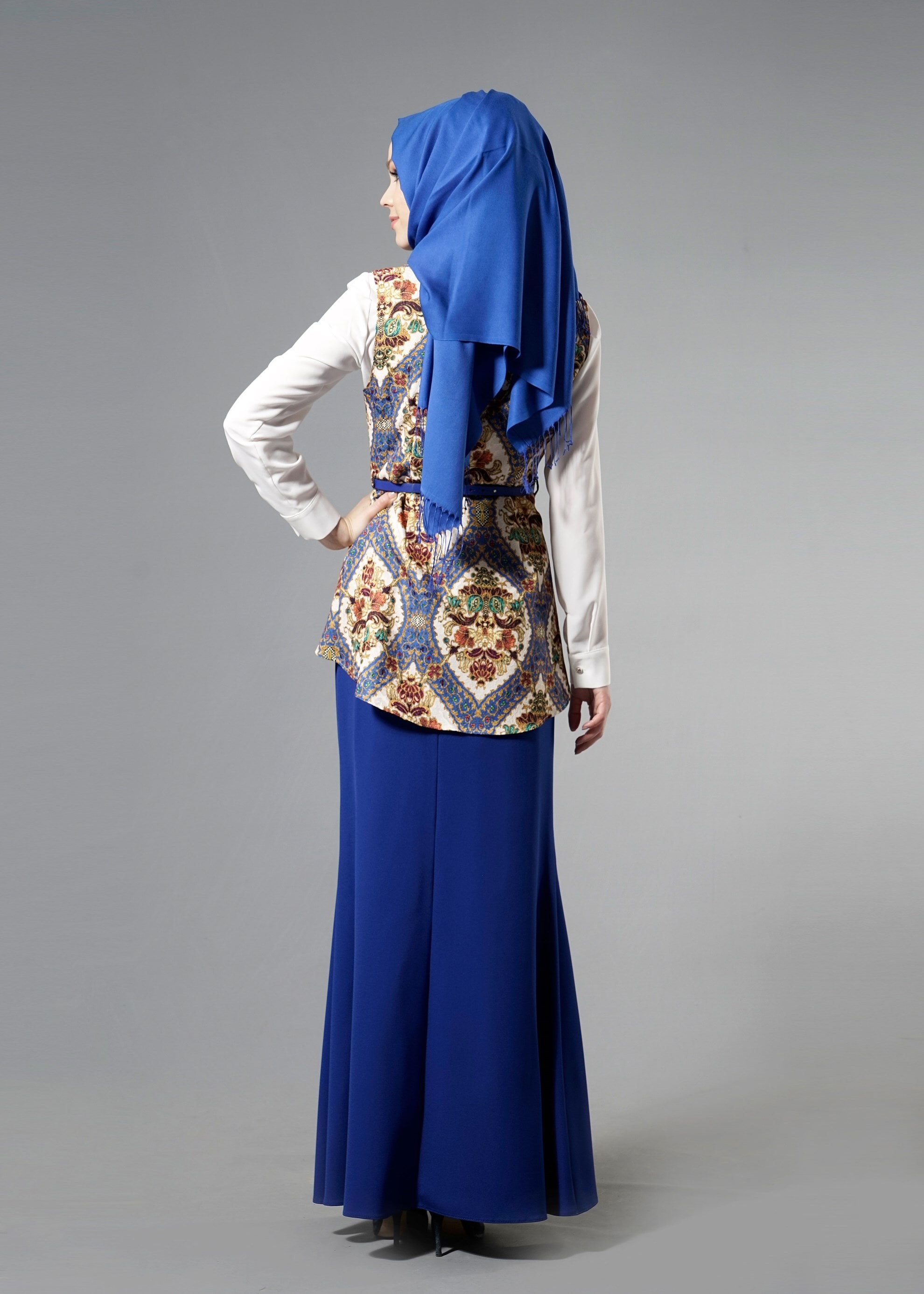 Tesettür giyim LACİVERT 4508 Almina Tesettür 30011 3&prime;Lü Etekli Takım 38/44