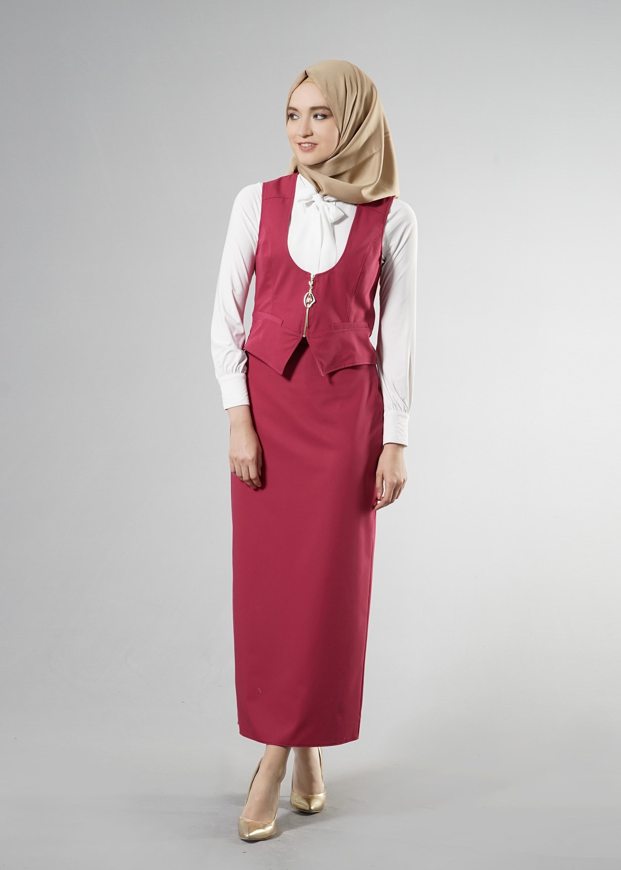 Tesettür giyim FUŞYA 4513 Lila Tesettür 43597 2&prime;Li Etekli Tk. 36/42(38-40) TEK36