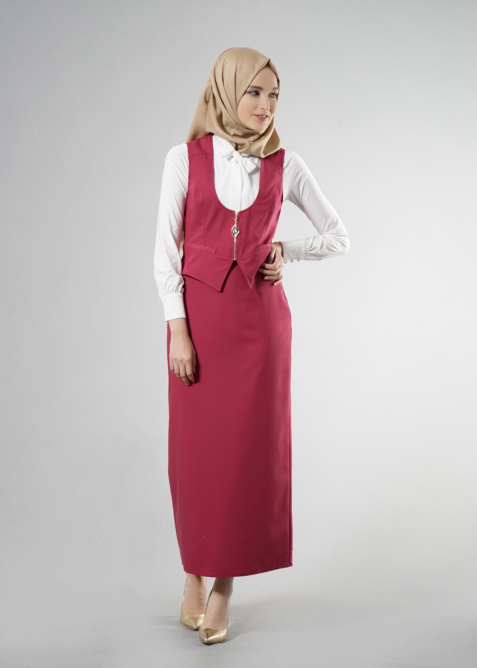 Tesettür giyim FUŞYA 4513 Lila Tesettür 43597 2&prime;Li Etekli Tk. 36/42(38-40) TEK36