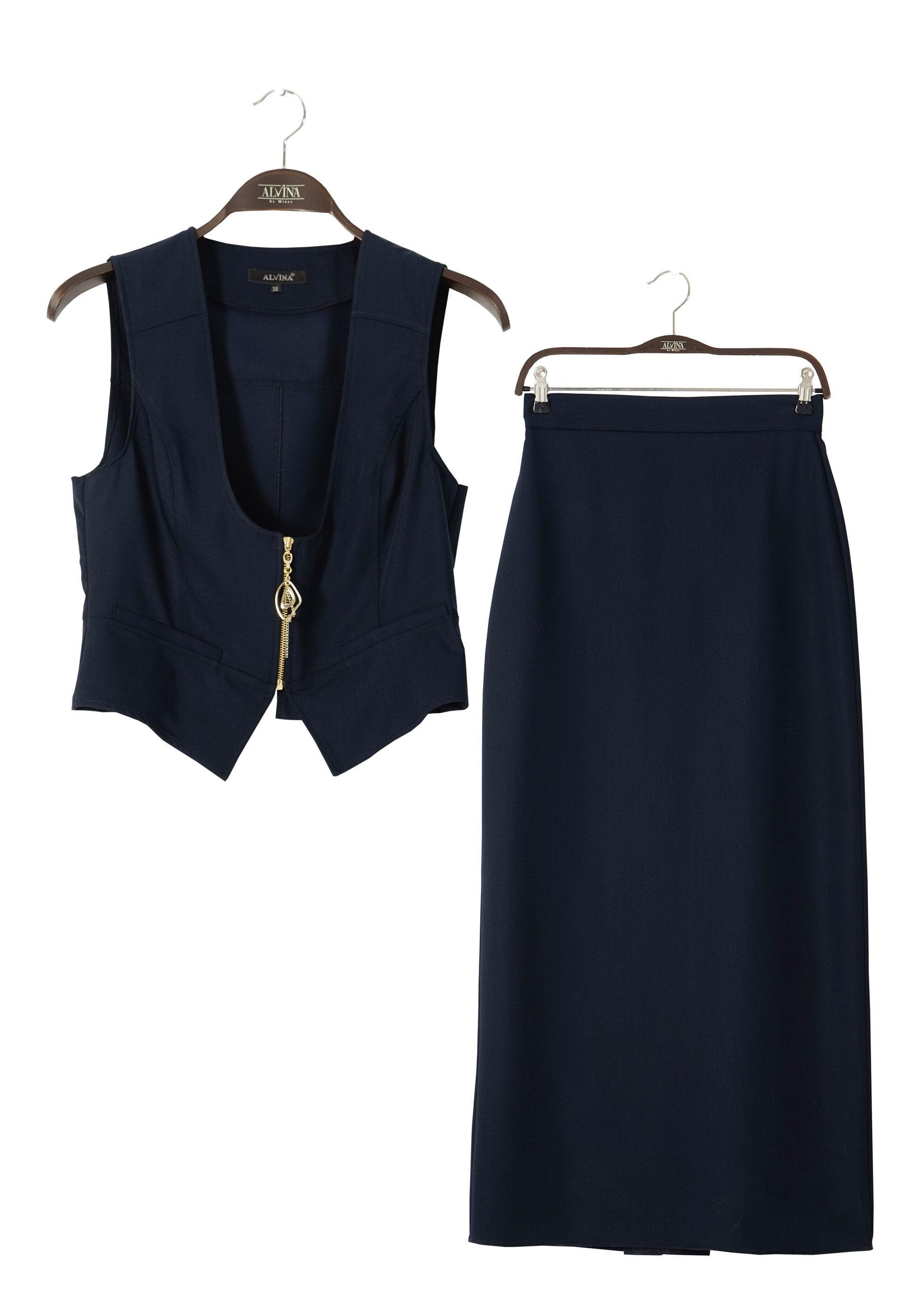 Tesettür giyim LACİVERT 4513 Lila Tesettür 43597 2′Li Etekli Tk. 36/42(38-40) TEK36